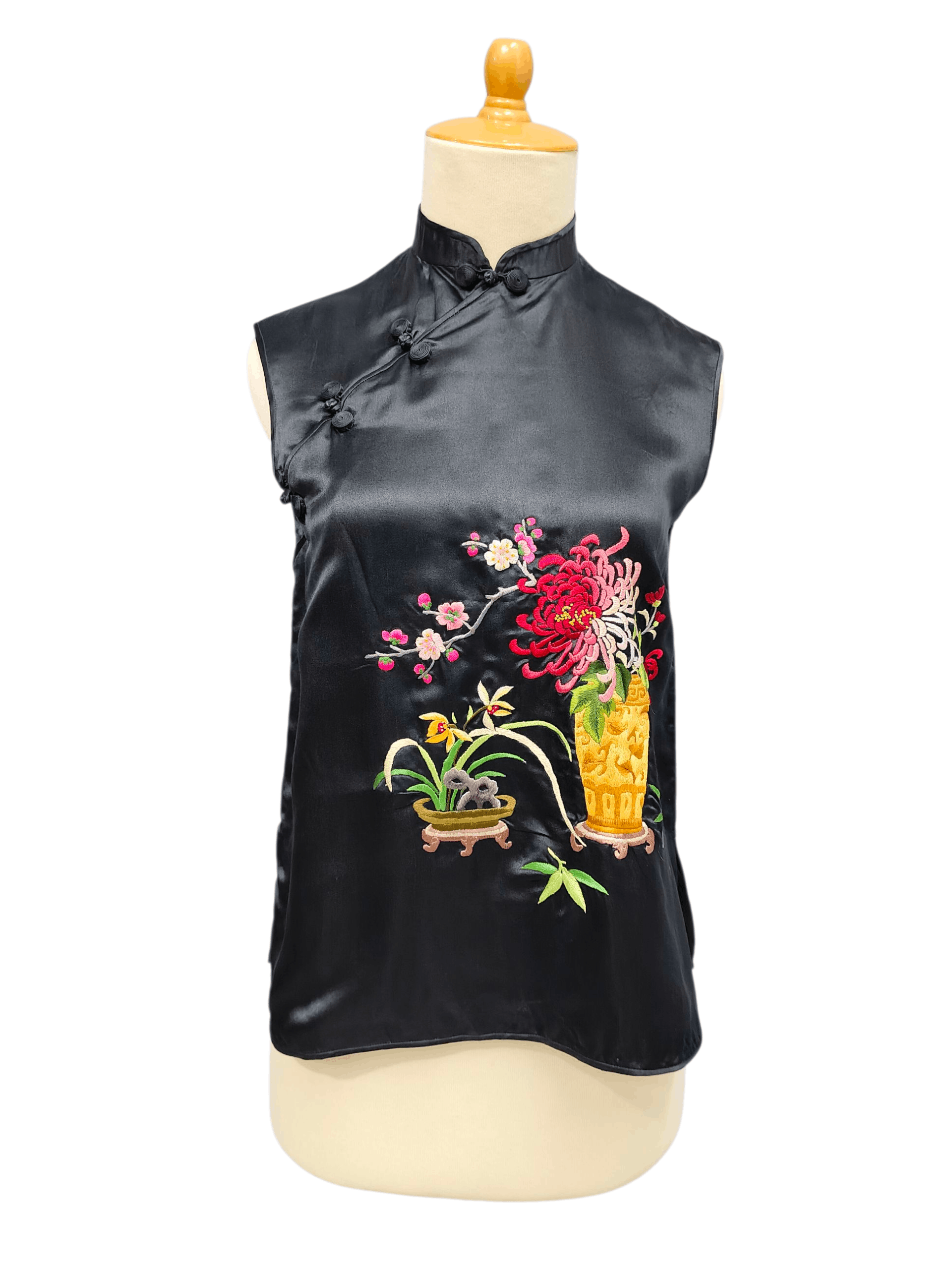 Vintage 90s Silver Lake Oriental Embroidered Cheongsam Blouse Size S / US 4 / IT 40 - 1 Thumbnail