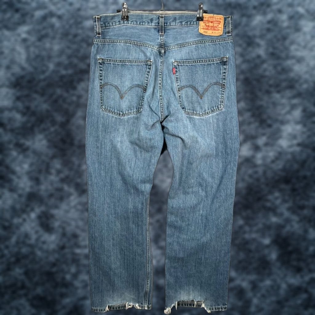 Levi's Levis 569 Jeans Mens 36 x 32 Distressed Hem Blue Denim Straight Relaxed Regular Fit 5-Pocket Denim Blue Jeans Mens Size US 36 / EU 52 - 1 Thumbnail