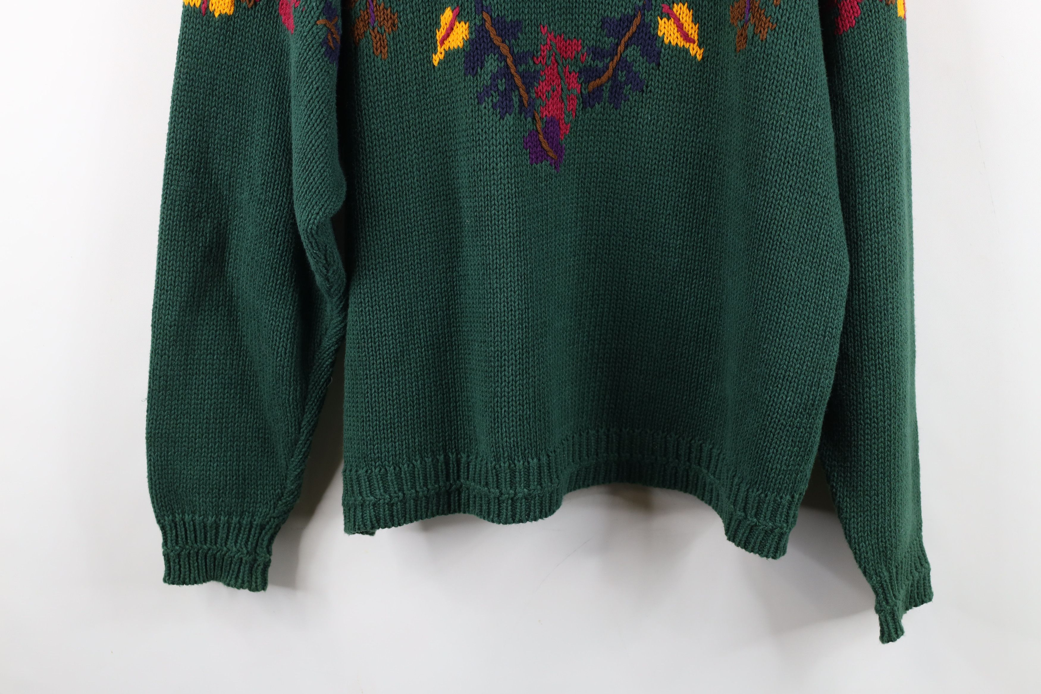Vintage Vintage 90s Streetwear Nature Leaf Knit Turtleneck Sweater Size XL / US 12-14 / IT 48-50 - 3 Thumbnail