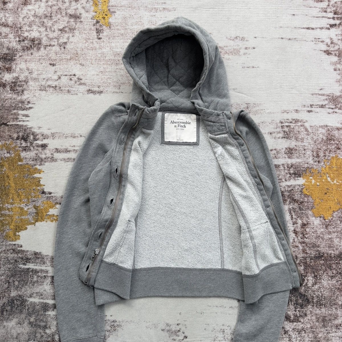 Abercrombie & Fitch ABERCROMBIE & FITCH VINTAGE GREY CROPPED EMBROIDED LOGO HOOD Size US XS / EU 42 / 0 - 3 Thumbnail