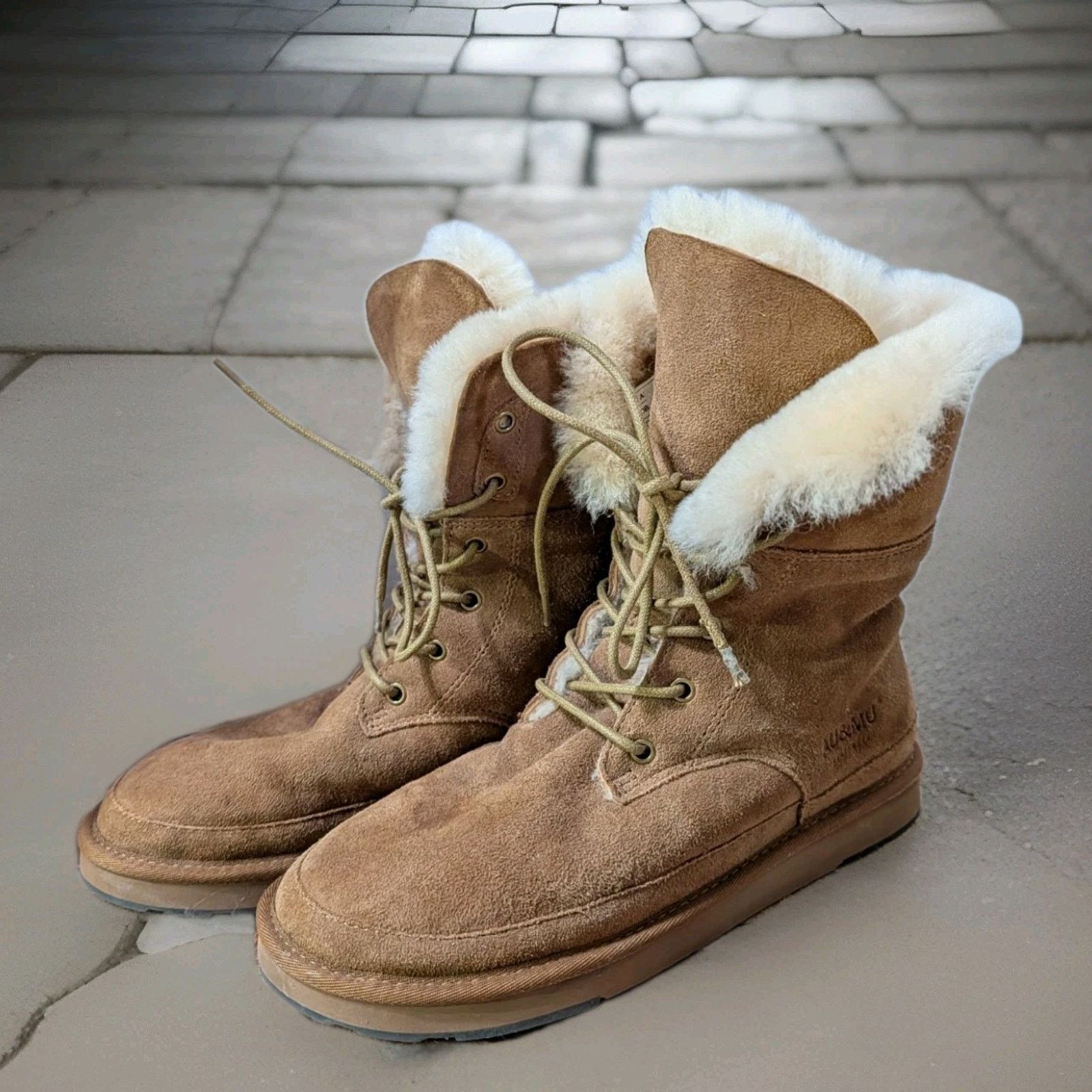 Other AU&MU Shearling & Suede Mid-Calf Lace-up Boots AUMU Sz 8 Size US 8 / IT 38 - 1 Thumbnail