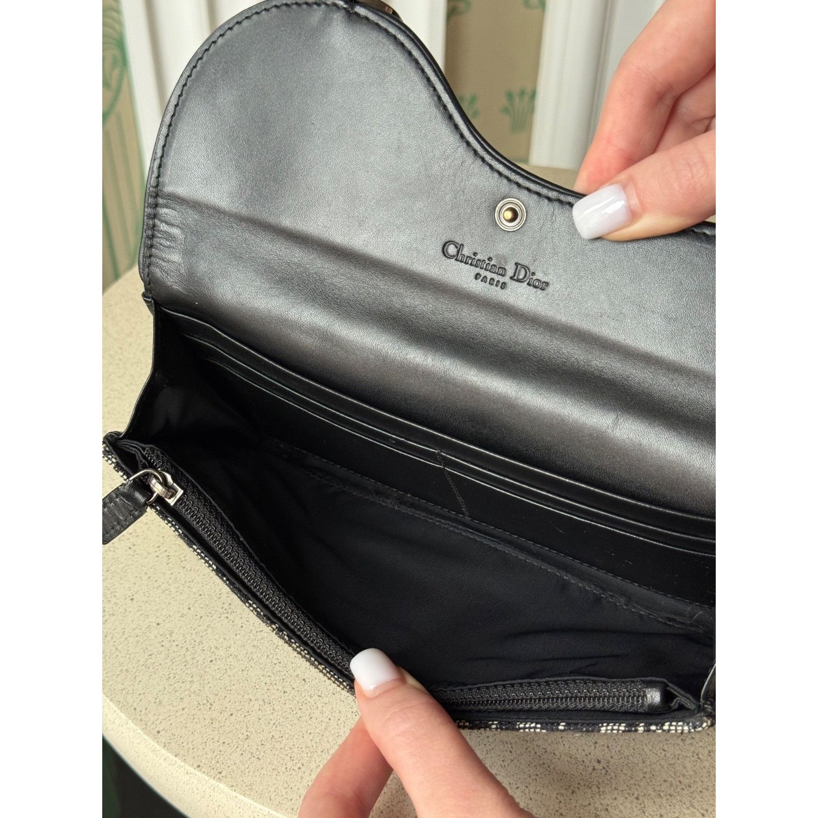 Dior DIOR Saddle Long Wallet Oblique Jacquard Navy Grey Size ONE SIZE - 14 Thumbnail