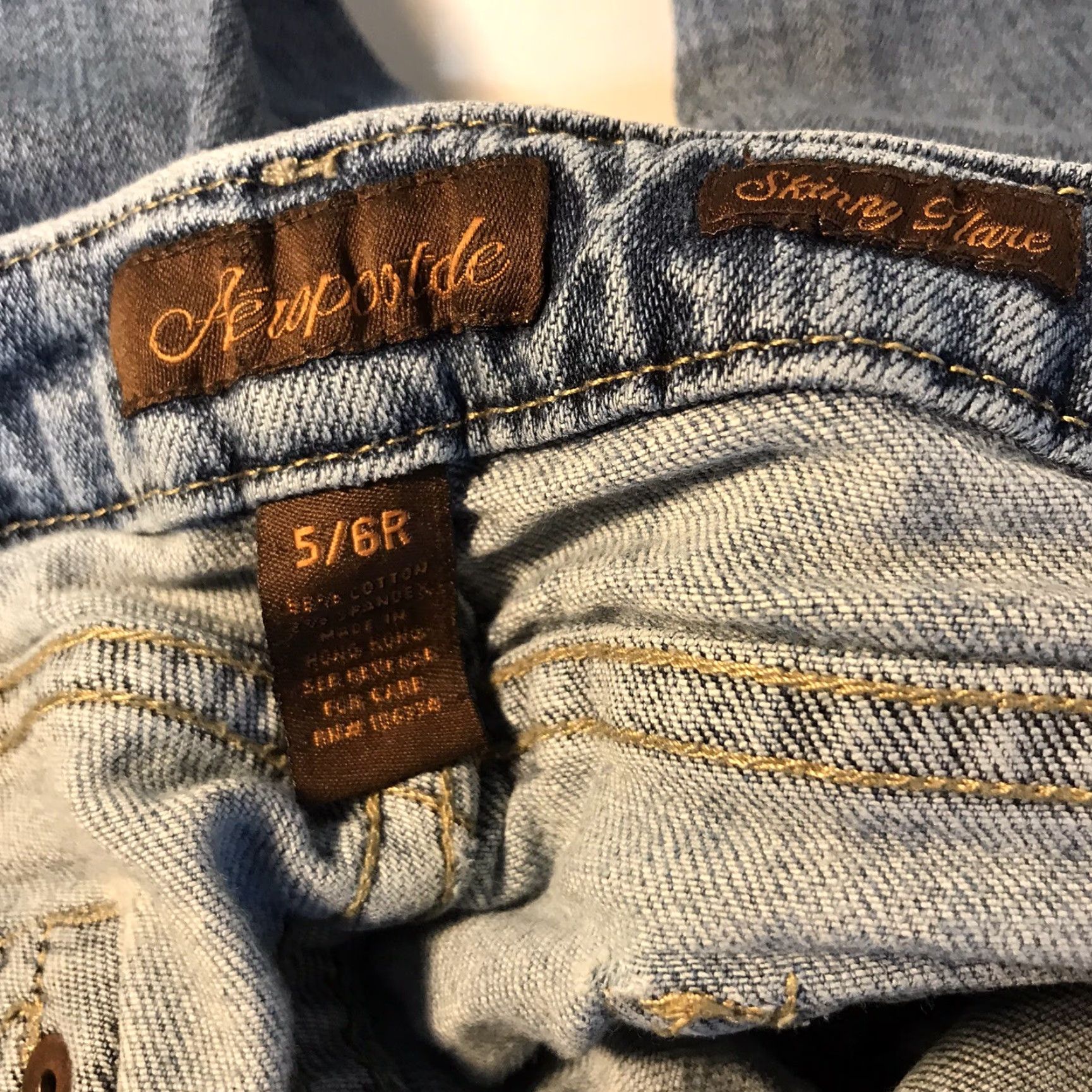 Vintage Aeropostale Jeans Juniors 5/6R Light Wash Blue Skinny Flare 28in Inseam 5-Pocket Denim Womens Size 27" / US 4 / IT 40 - 3 Thumbnail