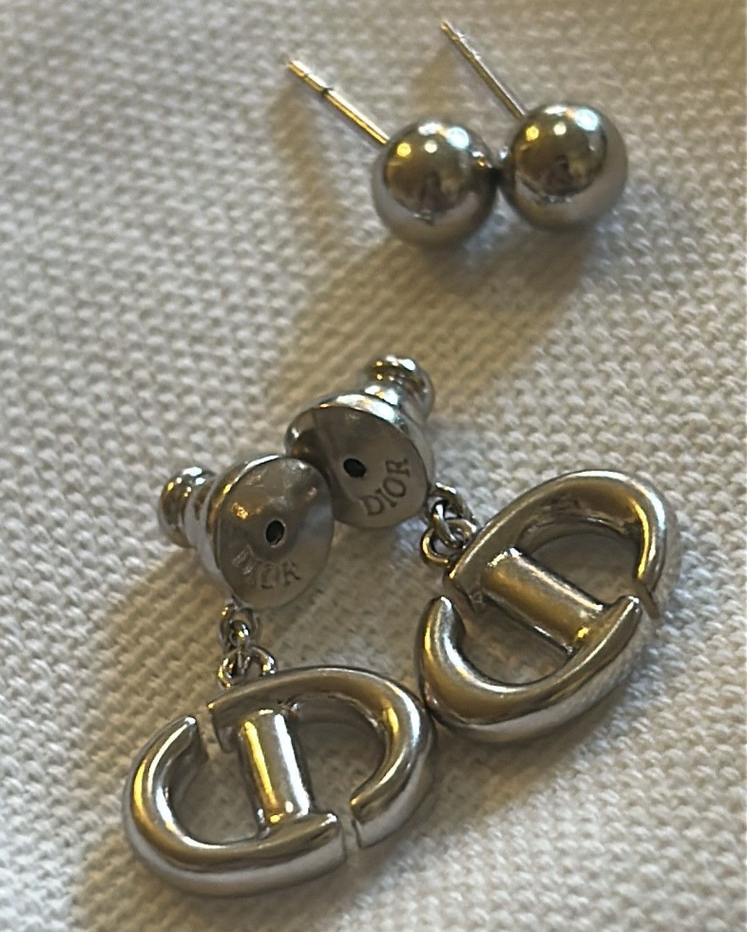 Christian Dior CD NAVY Earrings Silver-Finish Metal