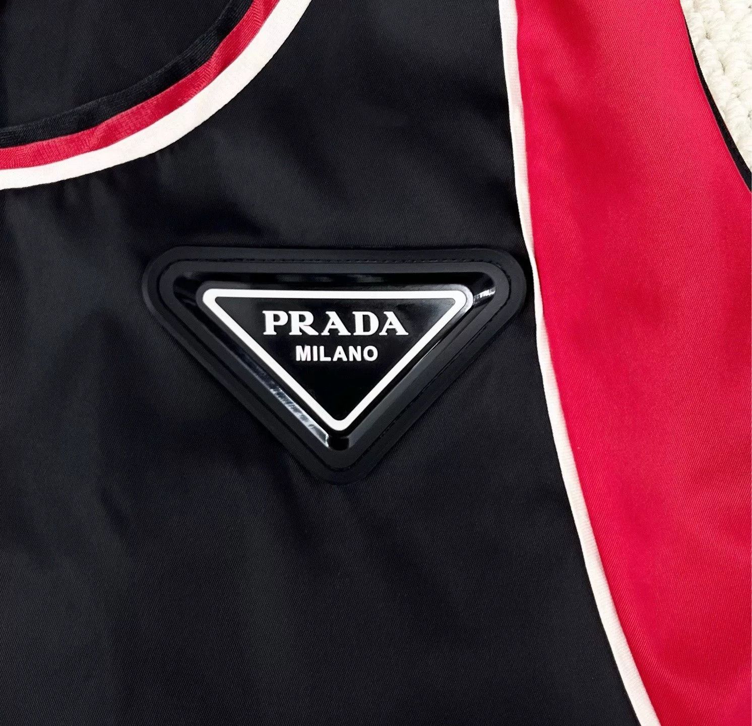 Prada Prada Runway Black Red Triangle Logo Nylon Tank Dress Size US XS / EU 42 / 0 - 5 Thumbnail