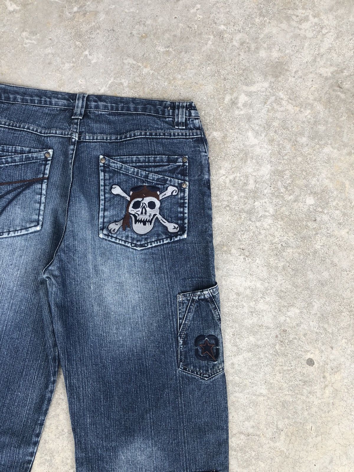 Japanese Brand Skulls Download Embroidered Jeans Baggy Jeans Hip Hop Size US 34 / EU 50 - 10 Thumbnail