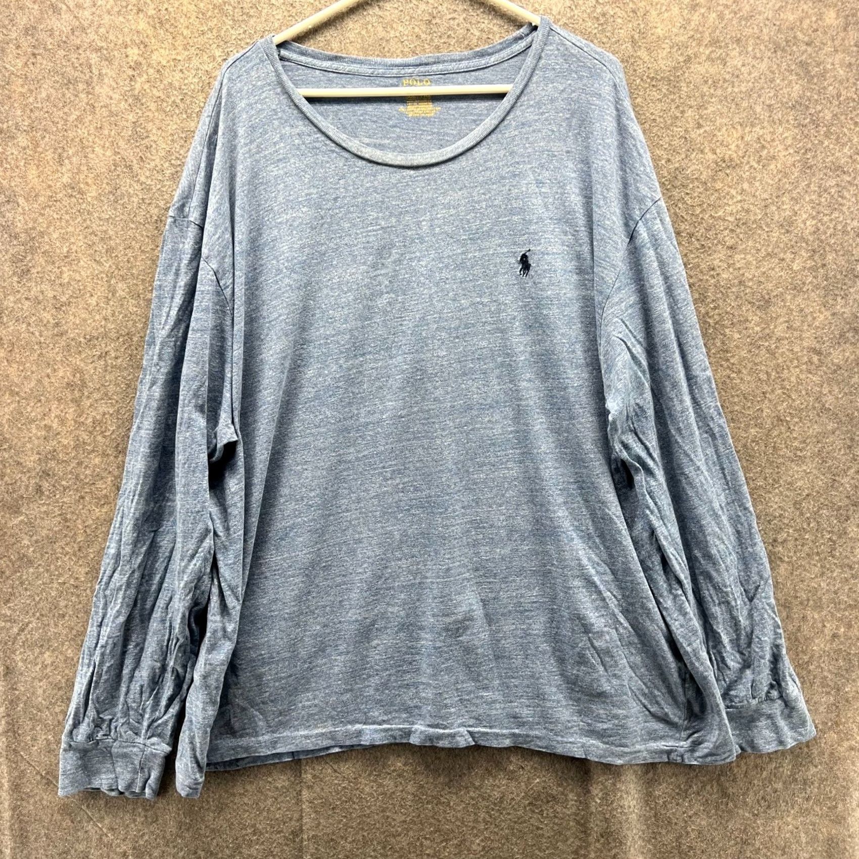 Polo Ralph Lauren Polo Ralph Lauren Shirt Mens XXL Blue Long Sleeve Crewneck Heather Embroidered Size US XXL / EU 58 / 5 - 2 Thumbnail