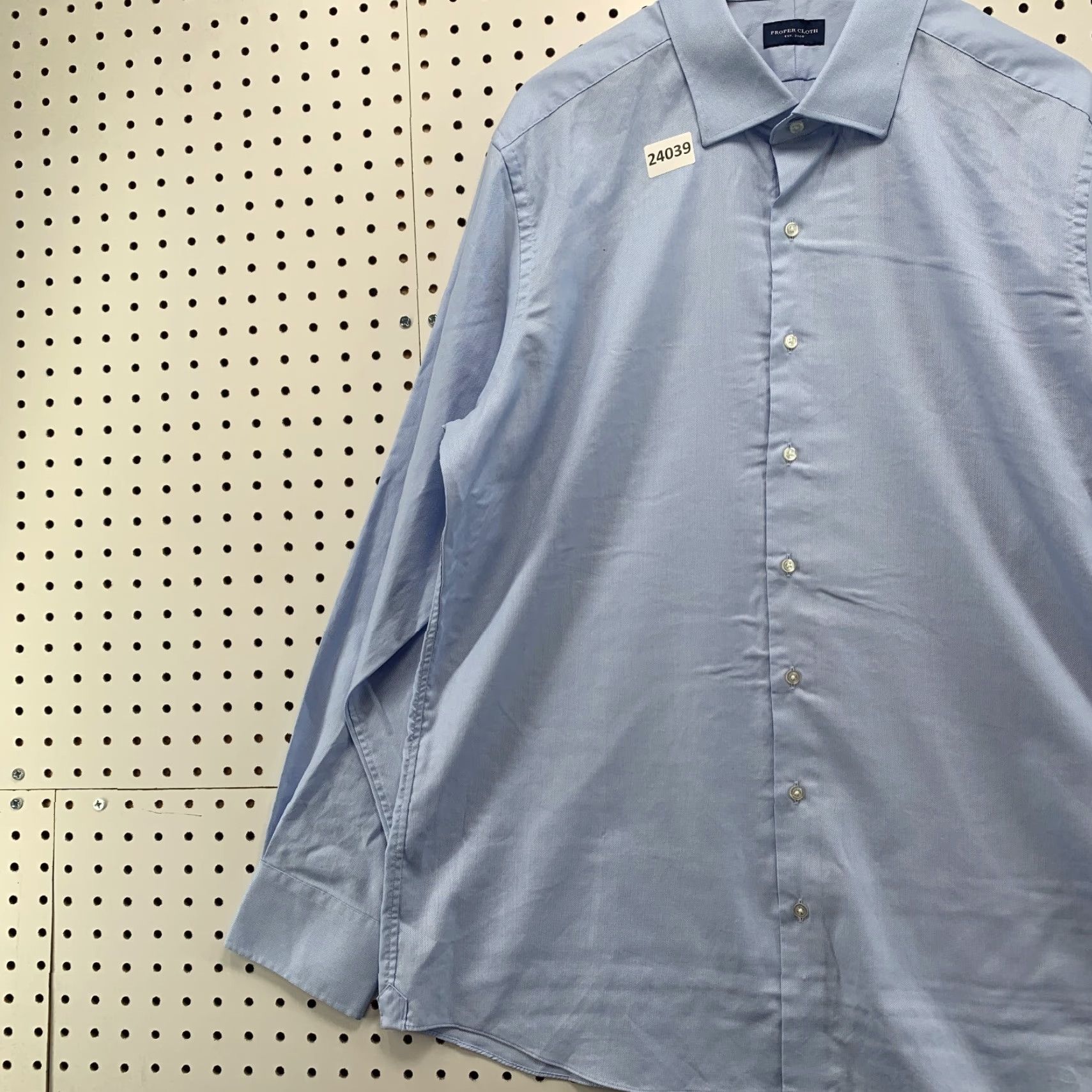 Proper Cloth Proper Cloth Shirt Mens Solid Blue Long Sleeve 2XL Cotton 19.2 Neck 25x31.5 Button-Up Size US XXL / EU 58 / 5 - 3 Thumbnail