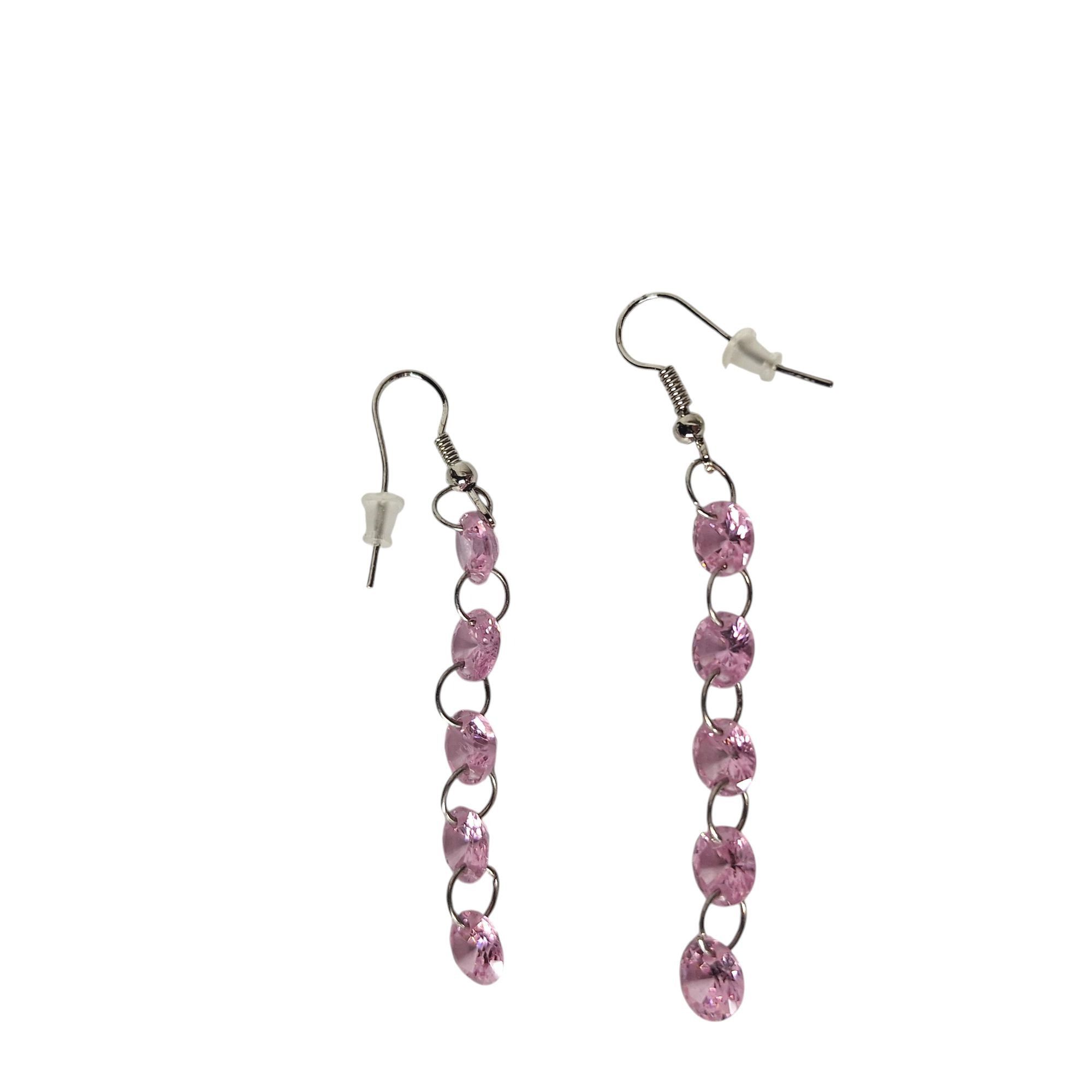 Other Y2K Pink Crystal Drop Earrings Coquette Aesthetic Fairycore Size ONE SIZE - 2 Thumbnail
