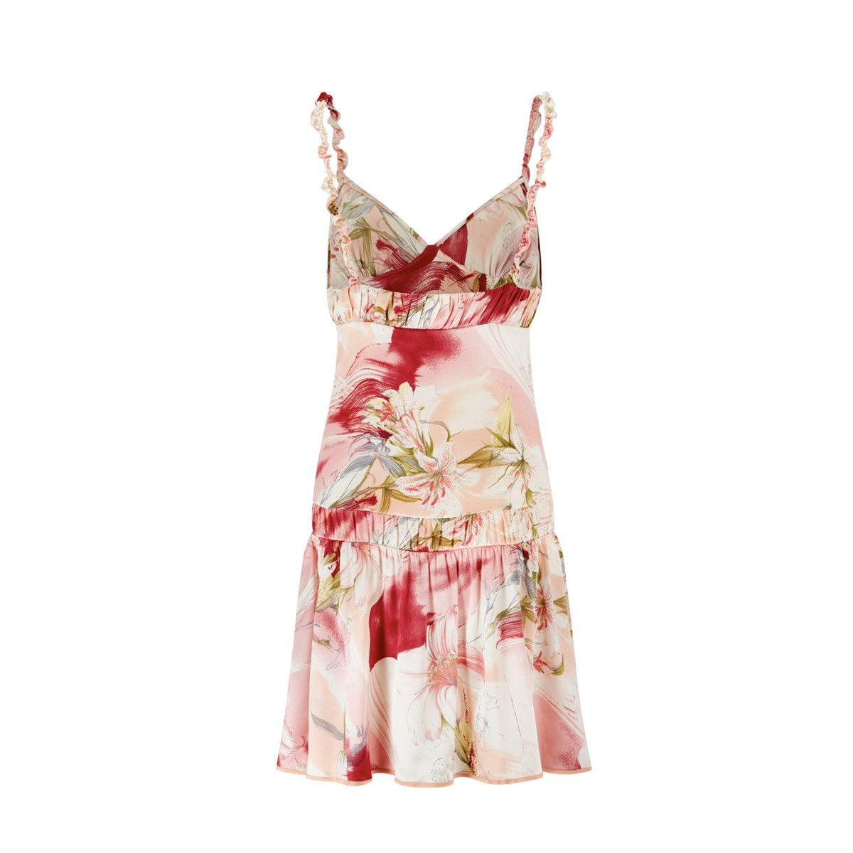 Blumarine Blumarine S/S 2004 Pink Floral Ruffle Silk Dress Size S / US 4 / IT 40 - 4 Thumbnail