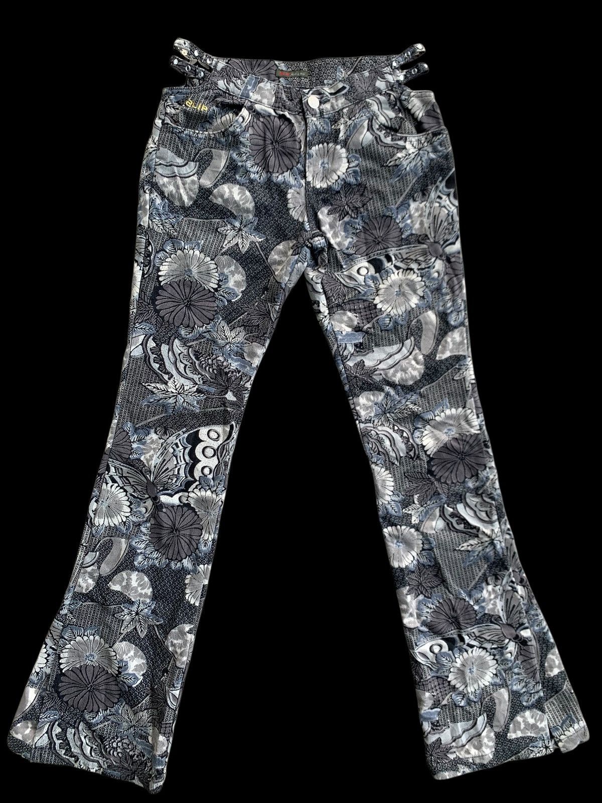 If Six Was Nine × Japanese Brand × Vintage Ladies FLARES Retro Flower Bell Bottoms Hippie vtg trousers Size 28" / US 6 / IT 42 - 2 Thumbnail