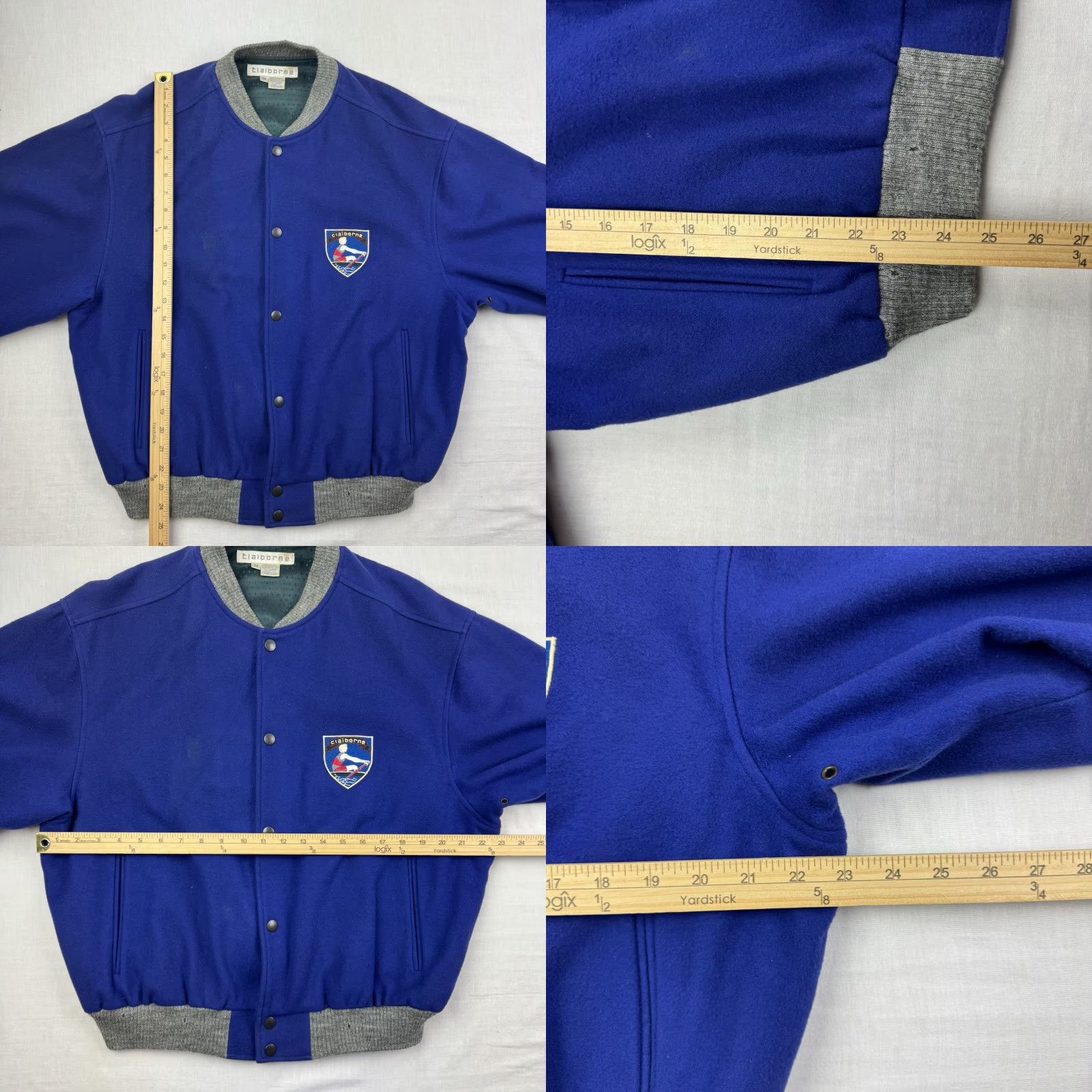 Liz Claiborne VINTAGE Liz Claiborne Letterman Jacket Womens M Wool Snap Up Blue Solid Preppy 90s 80s Casual Size M / US 6-8 / IT 42-44 - 9 Thumbnail