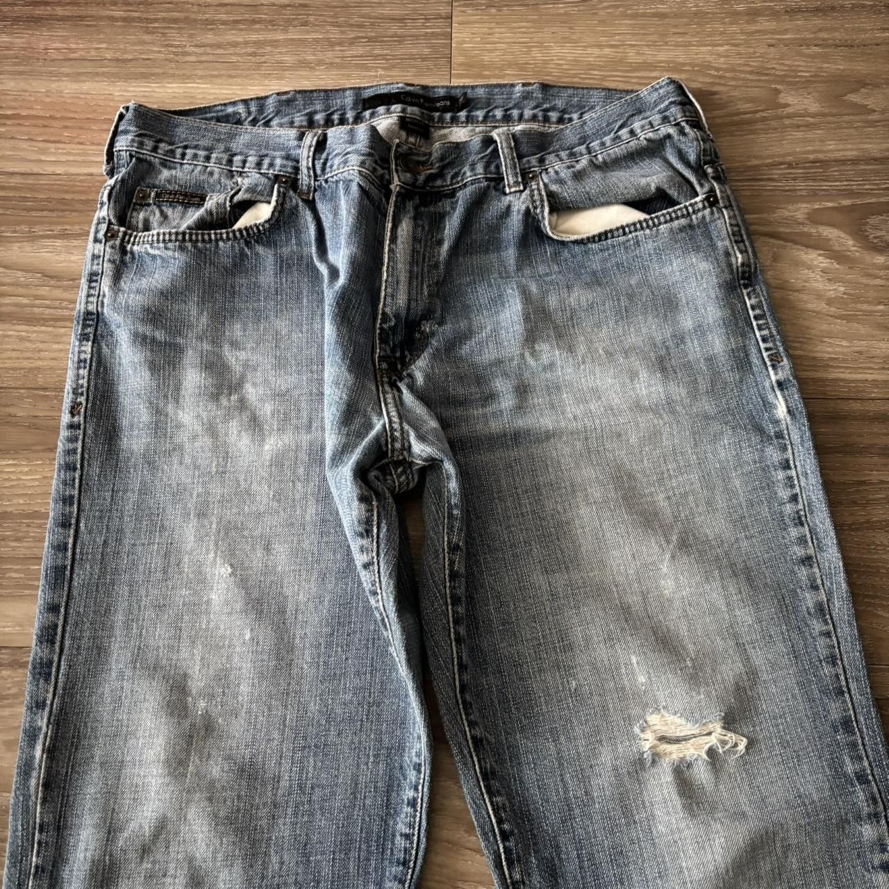 Calvin Klein Crazy Vintage Y2K/2000s Grunge Faded Calvin Klein Distressed Bootcut Denim Jeans! 36x32 Size US 36 / EU 52 - 5 Thumbnail