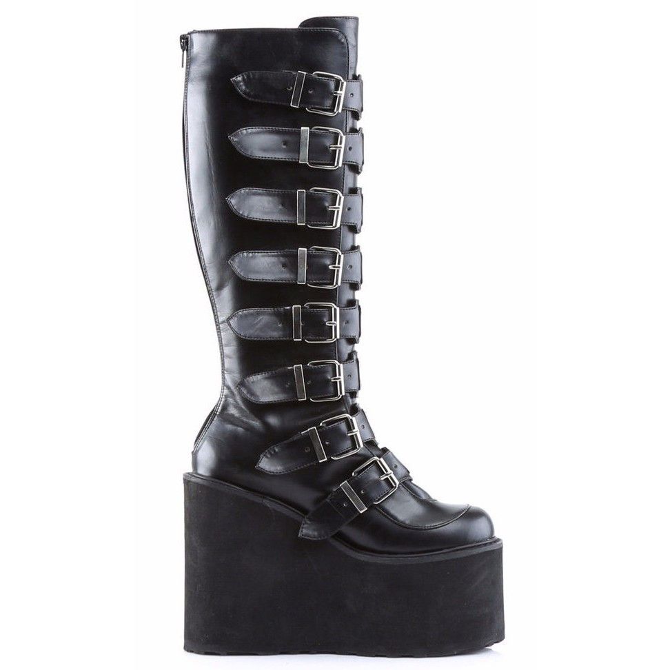 Demonia Cult DEMONIA Swing 815WC Black Matte Goth Wide Calf Knee Boots 5. Size US 6 / IT 36 - 7 Thumbnail