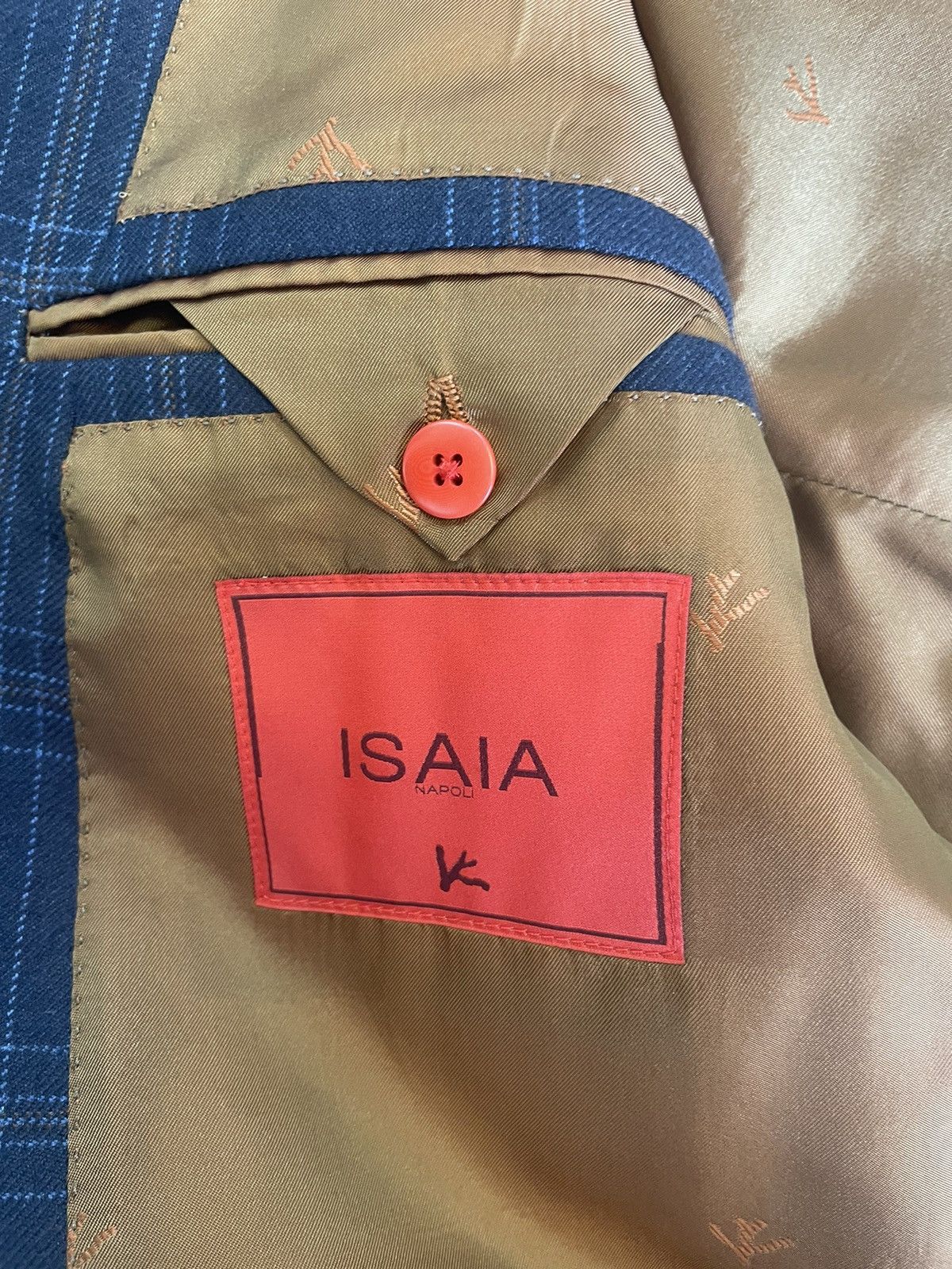 Isaia Windowpane Check Print Cashmere Jacket Size 48L - 8 Thumbnail