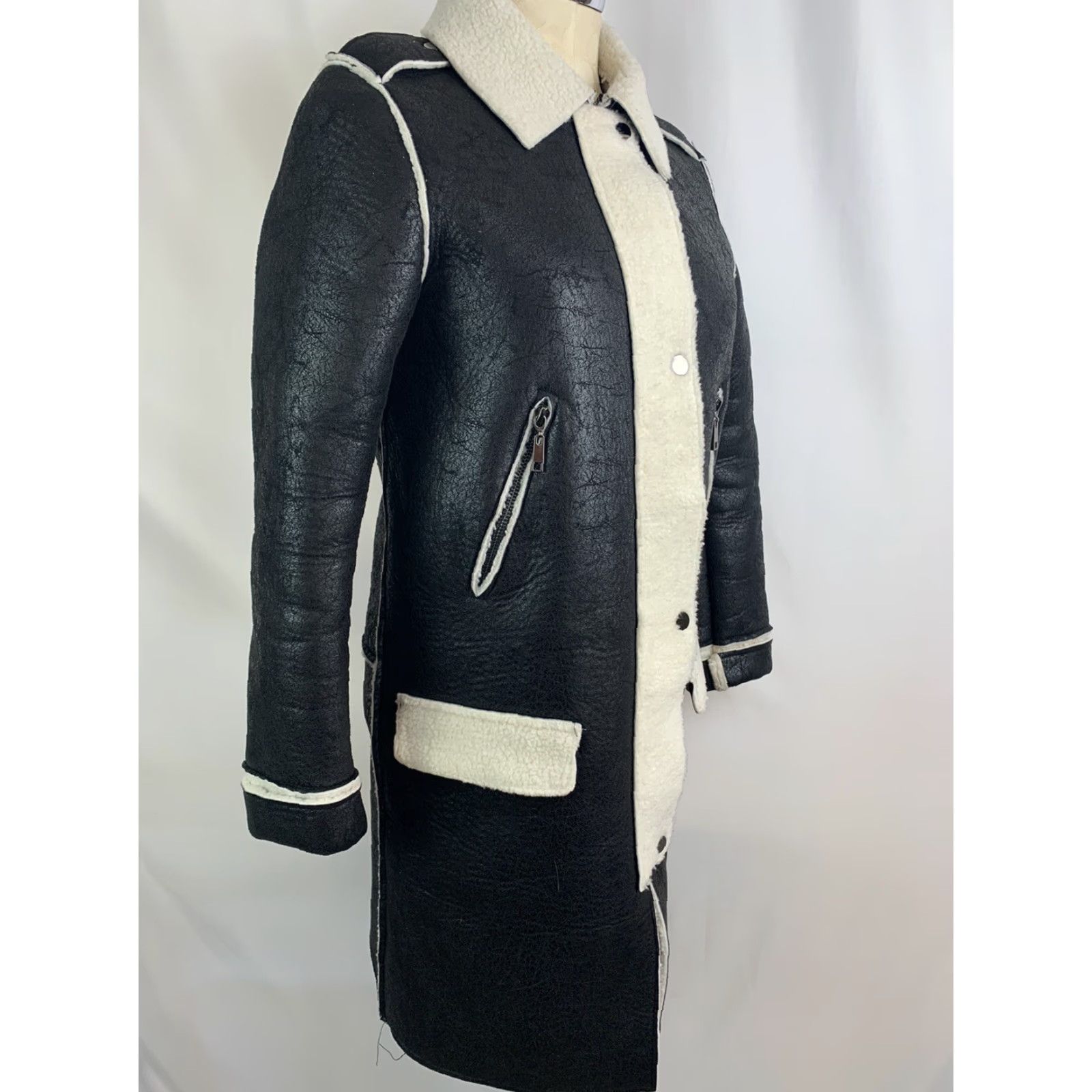 Vintage VINTAGE Florencia Coat Zip Florencia Black Faux Suede Faux Sherpa Jacket Women Small 18" Chest 35" Shoulder to Hem 21" Sleeve Mens? Size S / US 4 / IT 40 - 5 Thumbnail