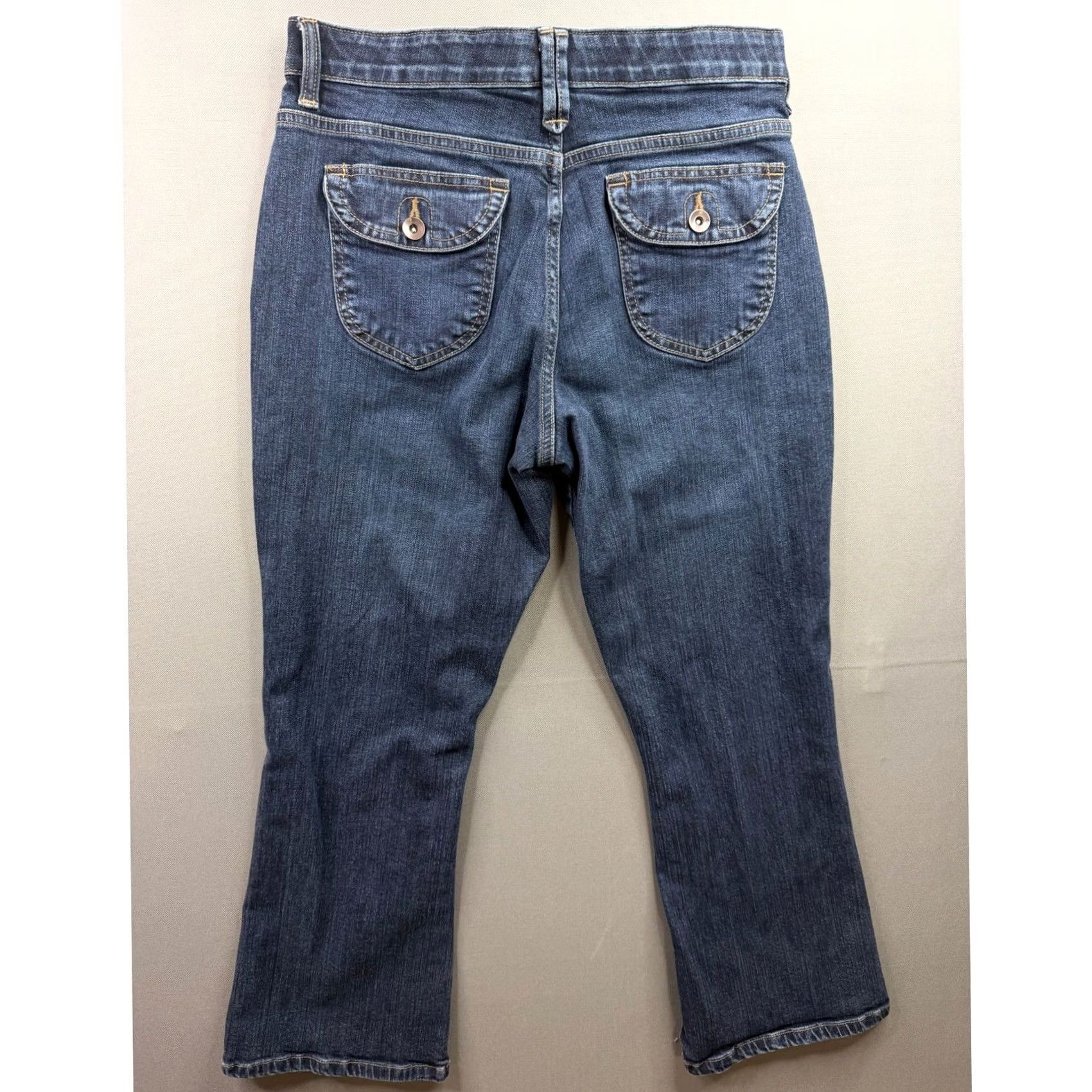 Lee Lee Jeans Women Dark Blue Comfort Waistband Stretch Straight Leg 30x26 Petit Back Pockets Flap Button 5-Pocket Design Vintage No Size 32" / US 10 / IT 46 - 2 Thumbnail