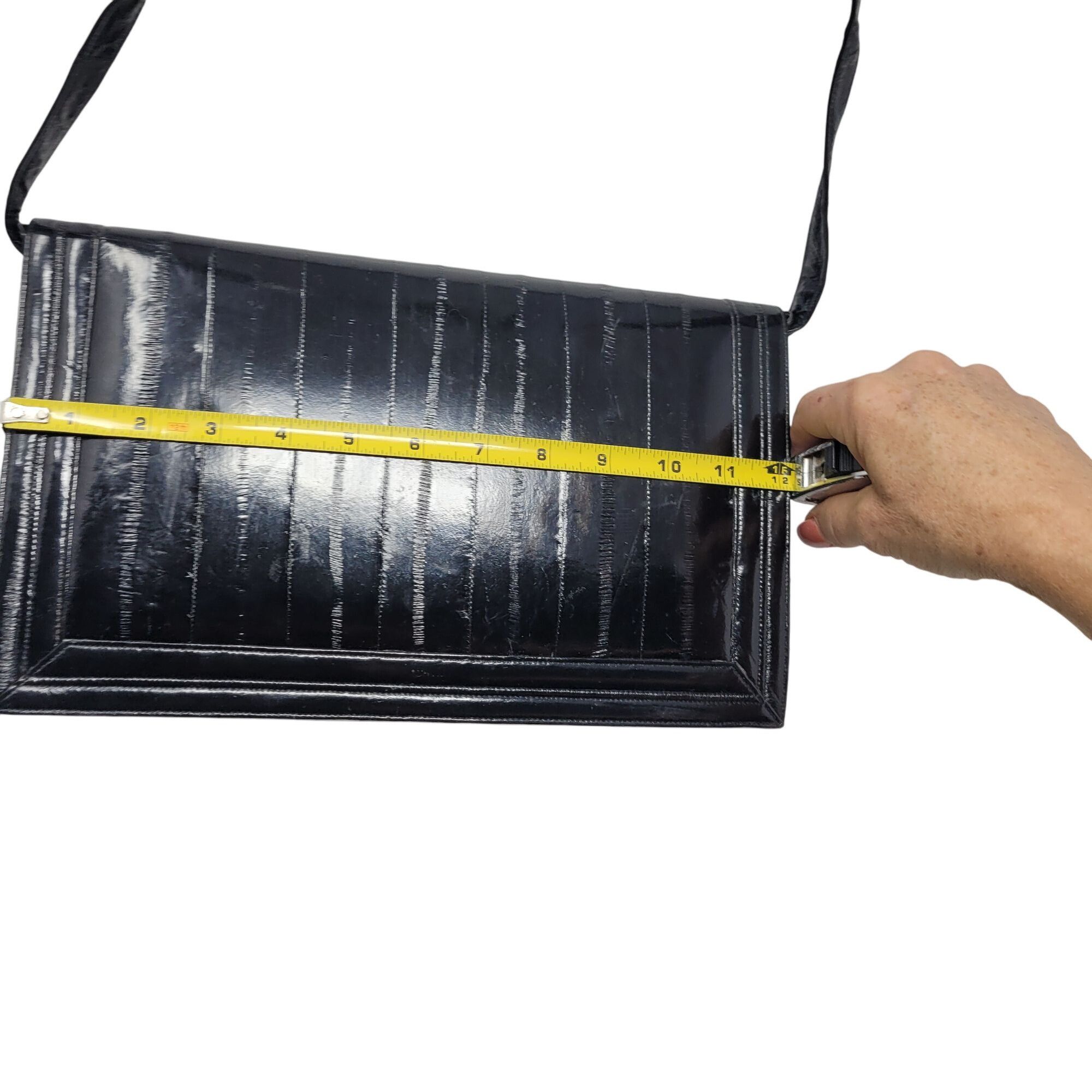 Vintage Vintage Womens Genuine Eel Skin Convertible Clutch Black Kor Size ONE SIZE - 9 Thumbnail