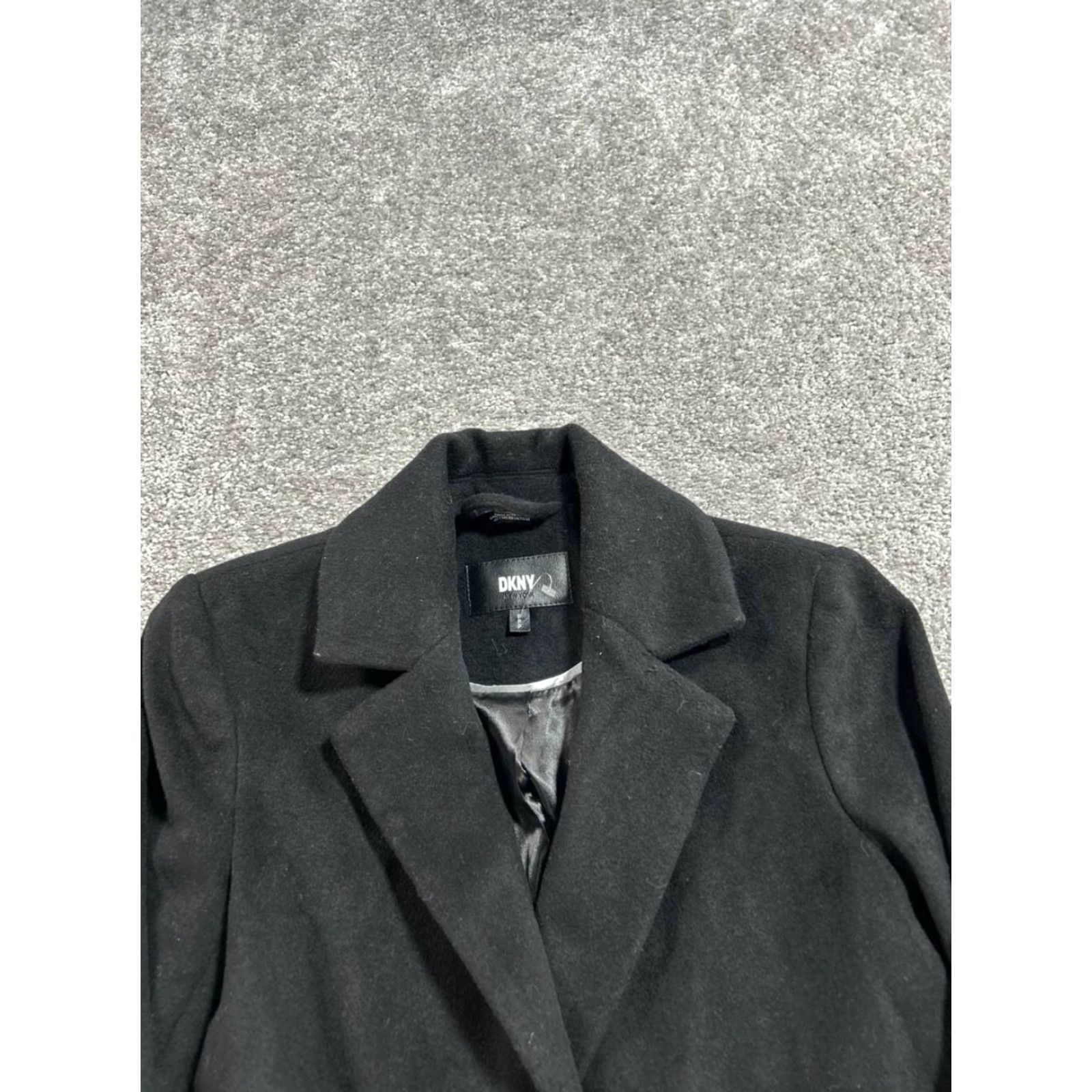 DKNY Dkny Overcoat Coat 0 P Black Wool Blend Womens Size XS / US 0-2 / IT 36-38 - 2 Thumbnail