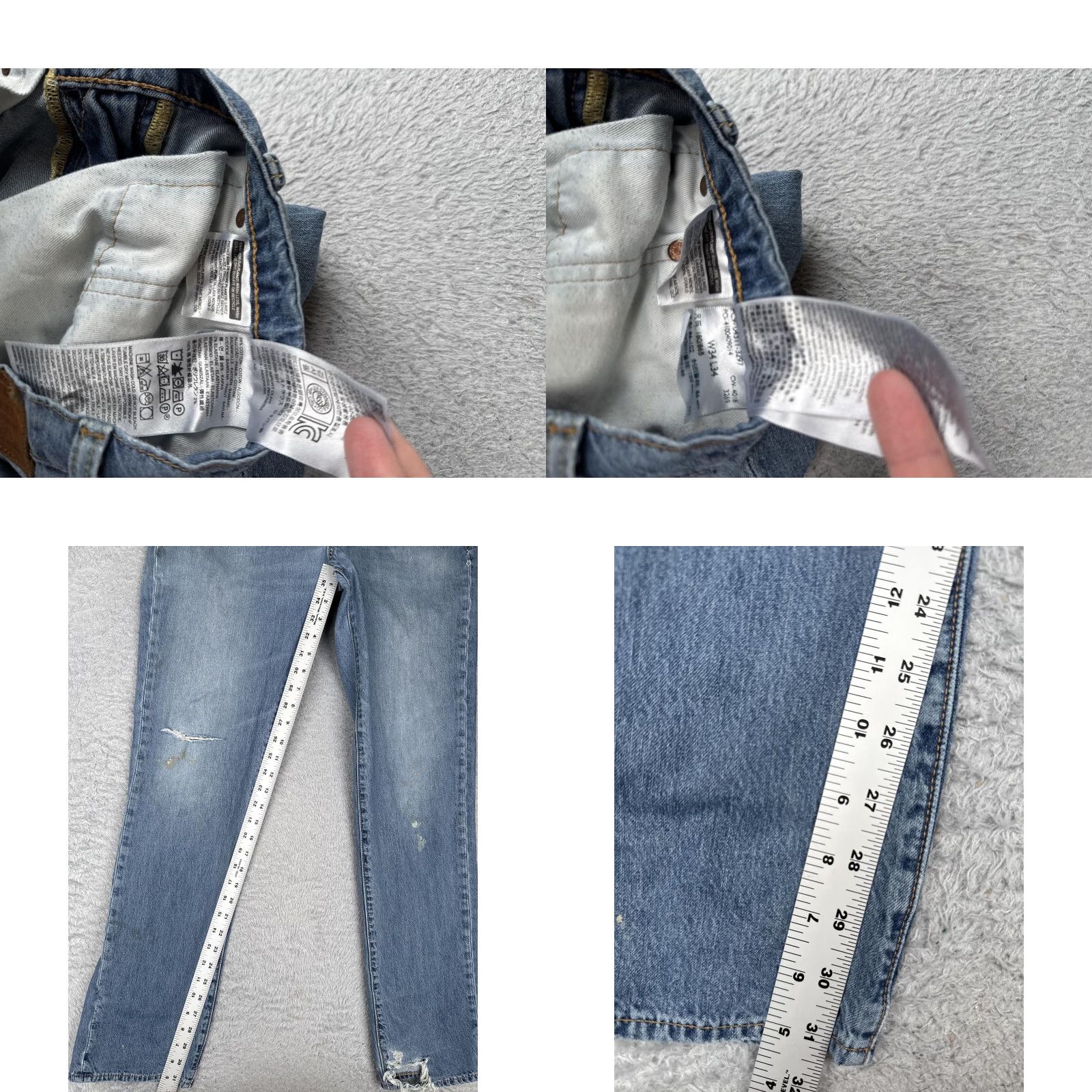 Levi's Levi's Jeans Mens 34x34 Blue Slim Fit 511 Premium Distressed 5-Pocket Zip Fly Regular Rise Low Vintage No Size US 34 / EU 50 - 8 Thumbnail