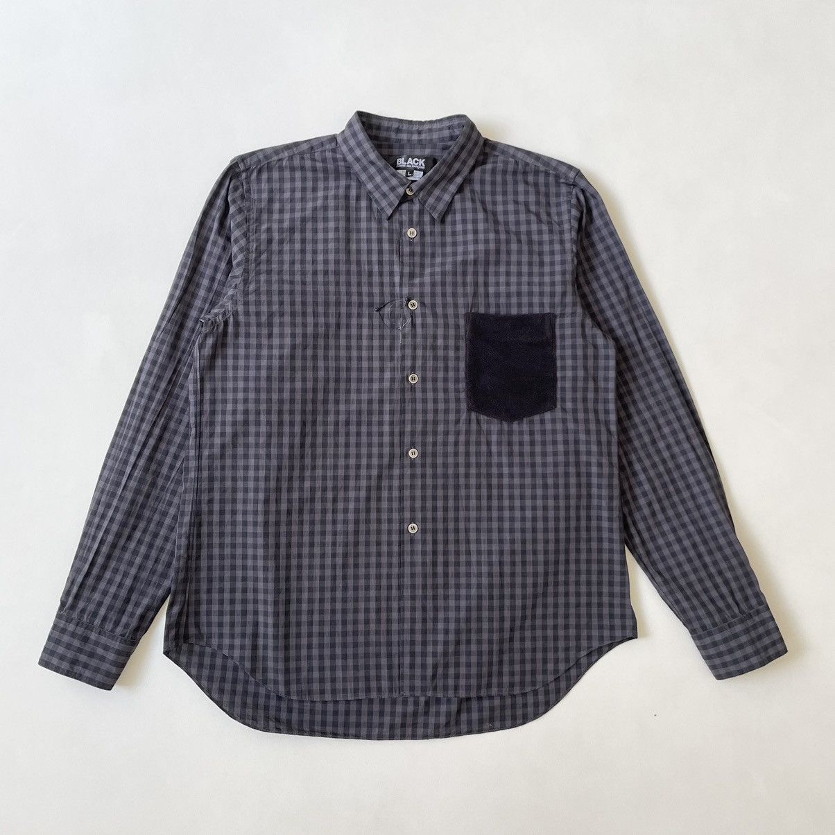 Comme des Garcons Over Dyed Black/Grey Gingham Check Shirt Size US M / EU 48-50 / 2 - 1 Thumbnail