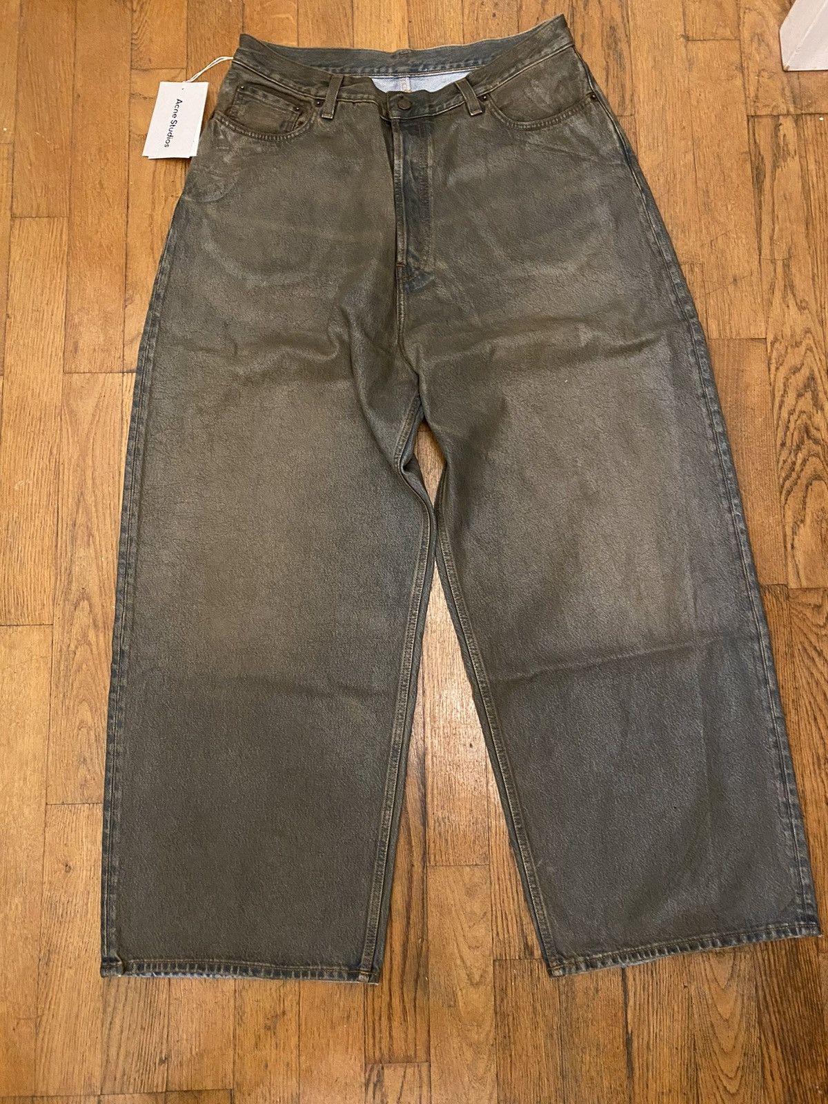 image of Acne Studios 2023M Super Baggy Waxed in Brown, Men's (Size 32)