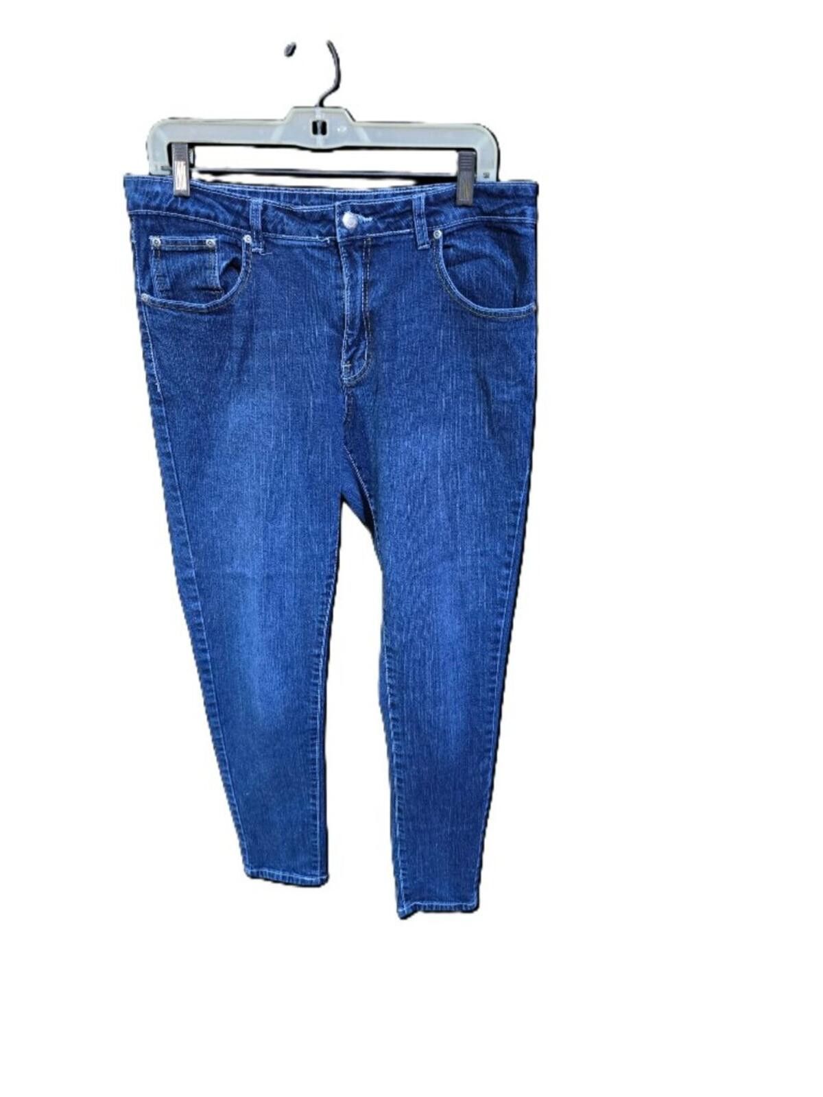 Other PBX Basics Blue Denim Jeans Skinny Straight Leg Embroidered Size 34" / US 12 / IT 48 - 1 Thumbnail