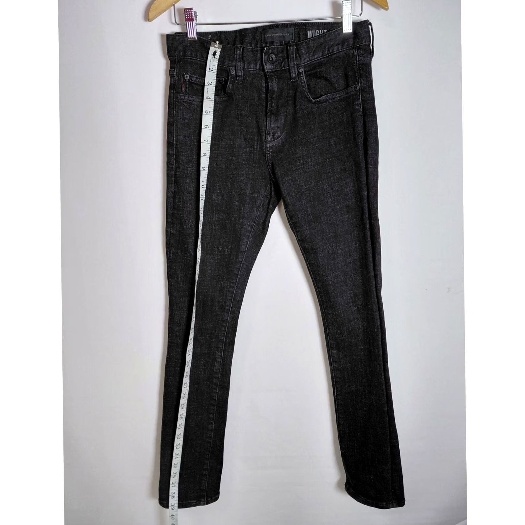 John Varvatos JOHN VARVATOS U.S.A Jeans Wight Skinny Straight Black Men Size 29 31 Inseam Stretch Cotton Blend Button Fly Denim Vintage No Mens Size US 29 - 7 Thumbnail