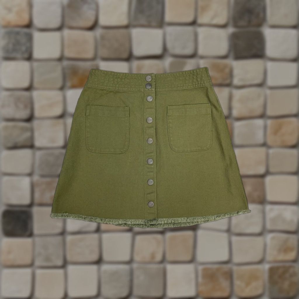 Madewell Madewell Skirt A-Line Womens 2 Green Cotton Stretch Denim Snap Front New Size 26" / US 2 / IT 38 - 1 Thumbnail