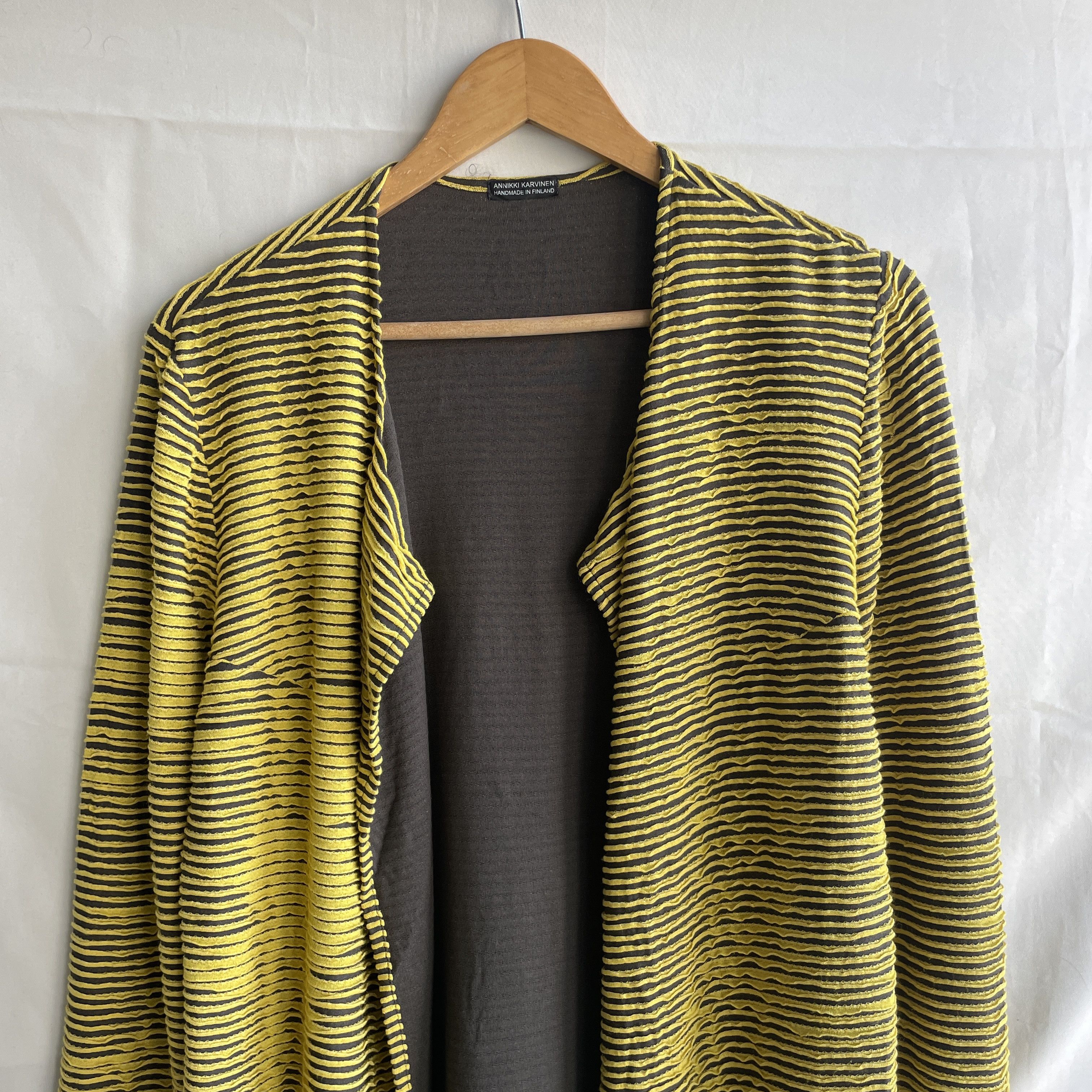 Annikki Karvinen Annikki Karvinen Textured Raised Stripe Fuzzy Open Cardigan Size M / US 6-8 / IT 42-44 - 3 Thumbnail