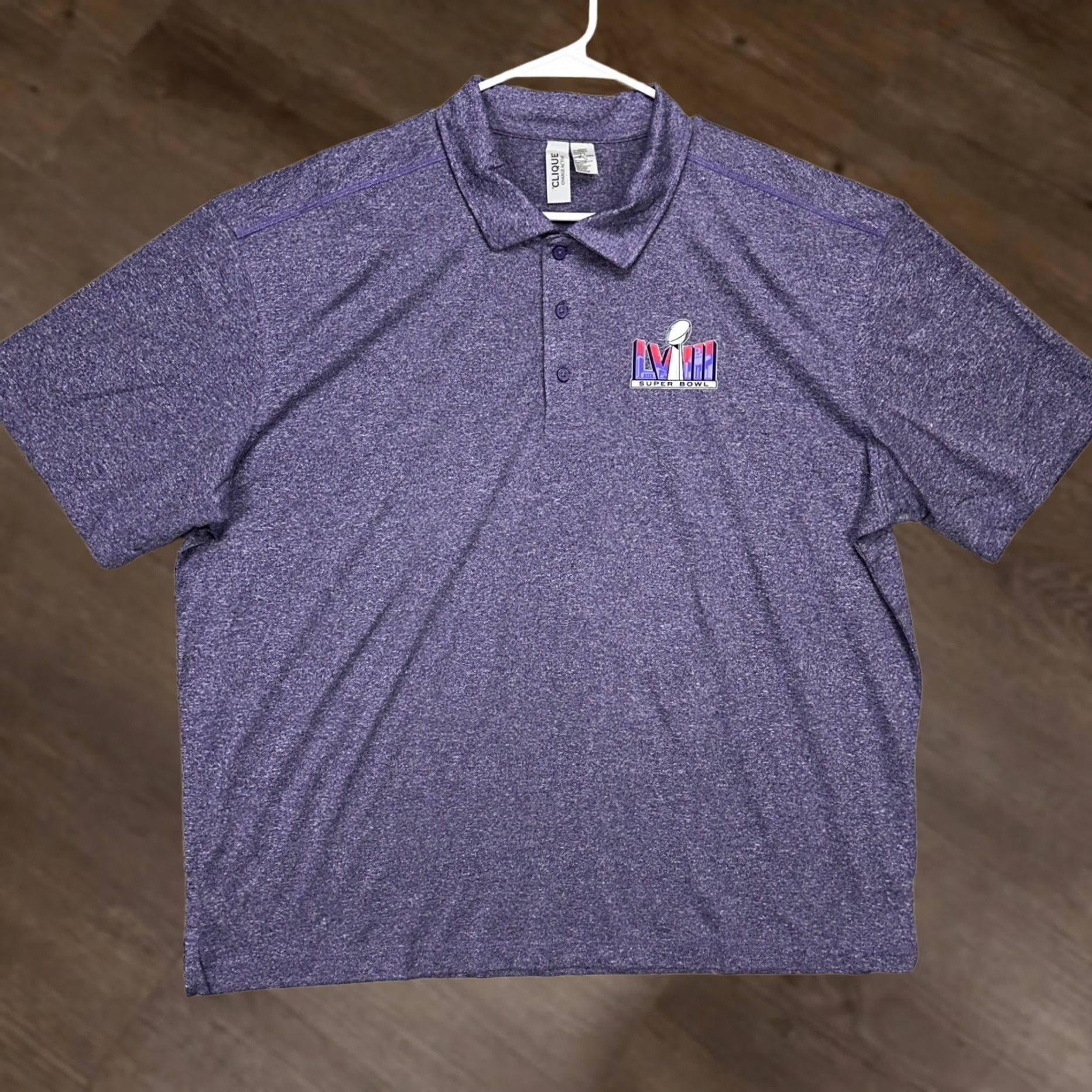 Vintage Clique Super Bowl LV III Mens Polo Shirt 2XL Purple Short Sleeve Rugby Football Classic Size US XXL / EU 58 / 5 - 1 Thumbnail