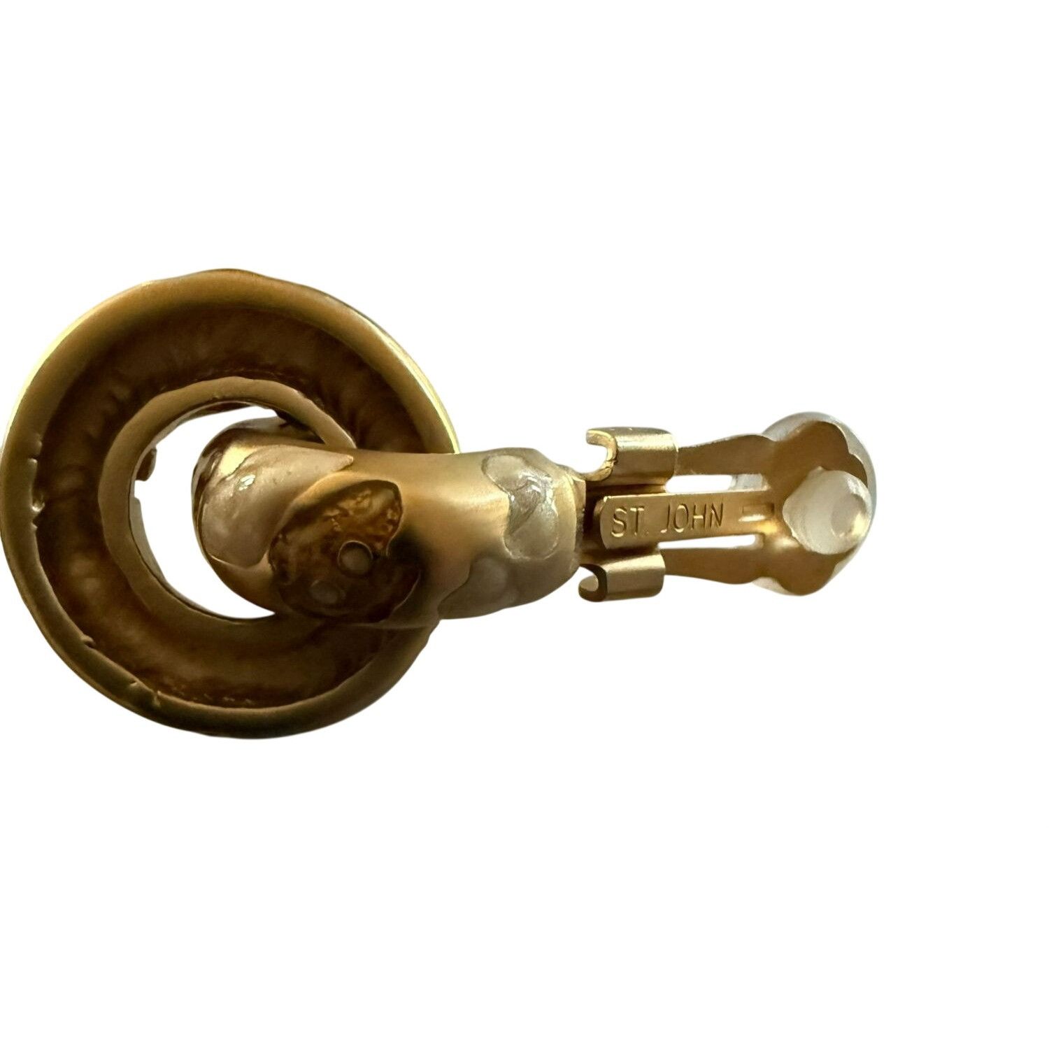 Other Vintage 80s St John Sculptural Abstract Pebbled Goldtone Cli Size ONE SIZE - 5 Thumbnail
