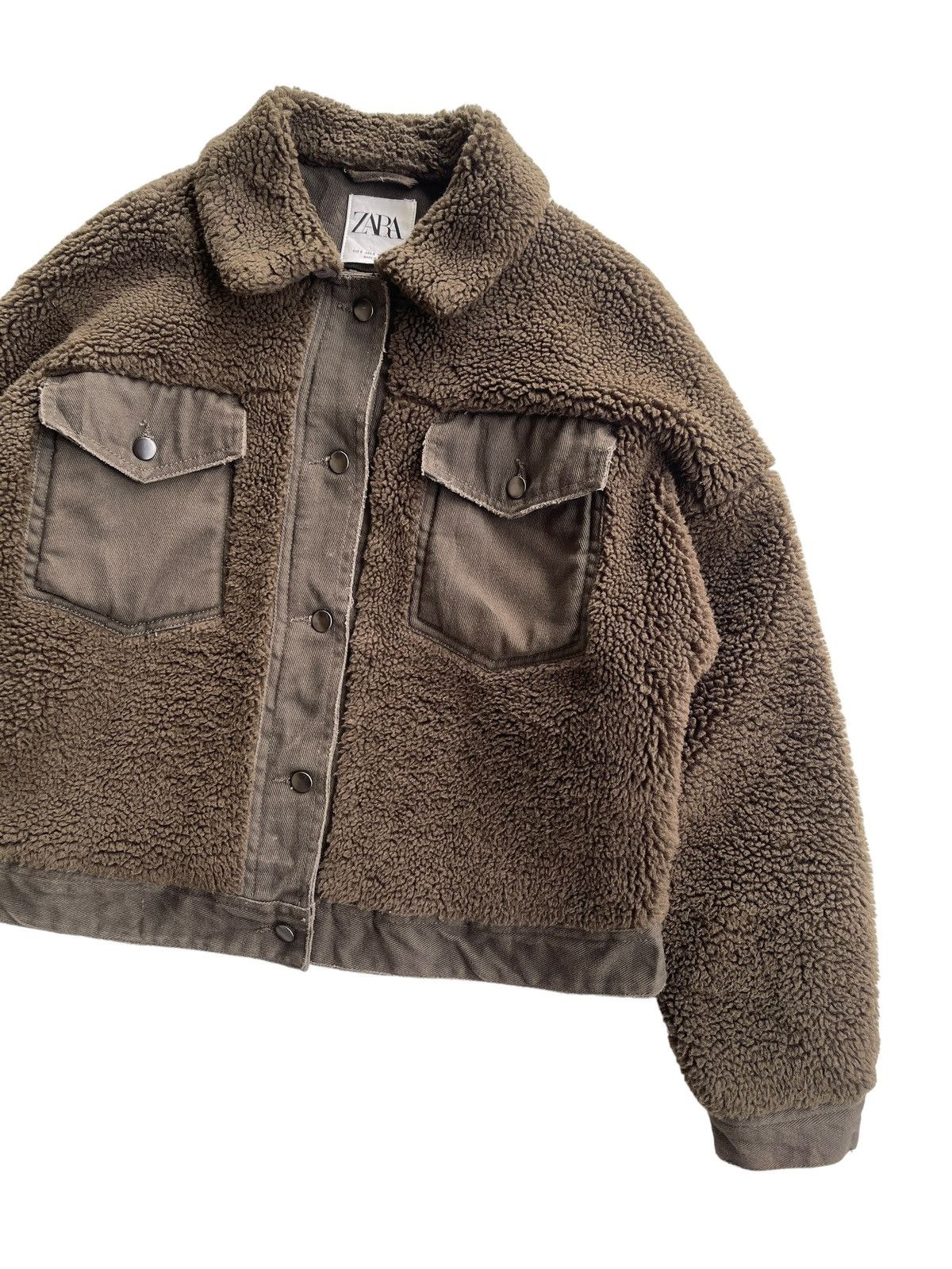 Zara Zara Teddy Fleece Shearling Cropped Jacket Size S / US 4 / IT 40 - 5 Thumbnail