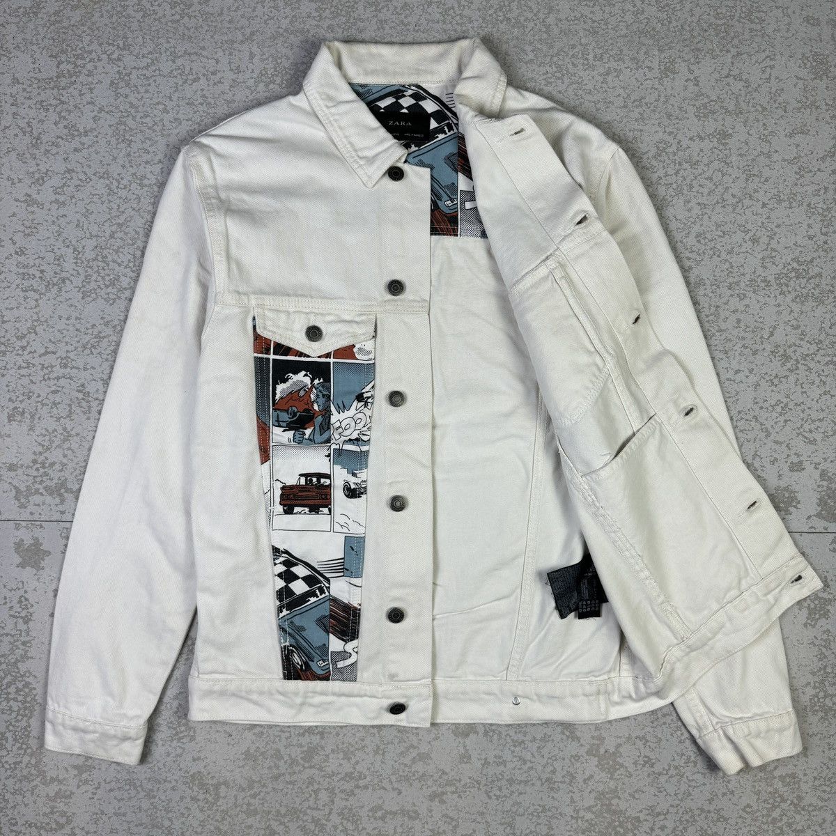 Designer × Zara Zara Race Car Comics Strip Denim Jacket Size US M / EU 48-50 / 2 - 6 Thumbnail