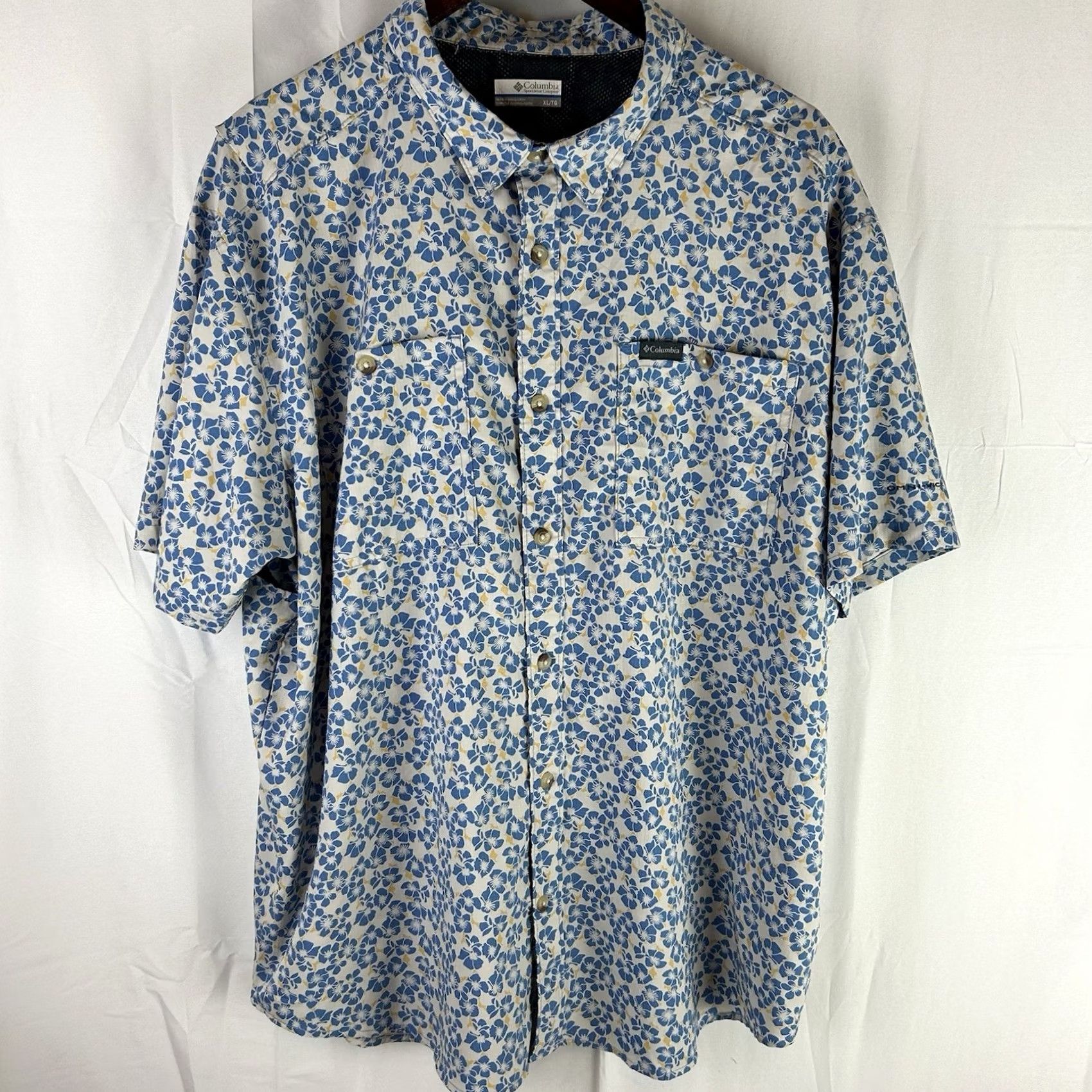 Vintage COLUMBIA Rapid Rivers Short Sleeve Shirt Men’s XL Blue Beige Floral Print Size US XL / EU 56 / 4 - 2 Thumbnail