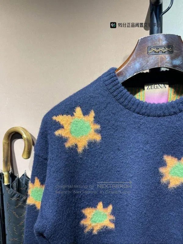 Ermenegildo Zegna Zegna x THE ELDER STATESMAN Intarsia Crewneck Sweater. Size US M / EU 48-50 / 2 - 1 Thumbnail