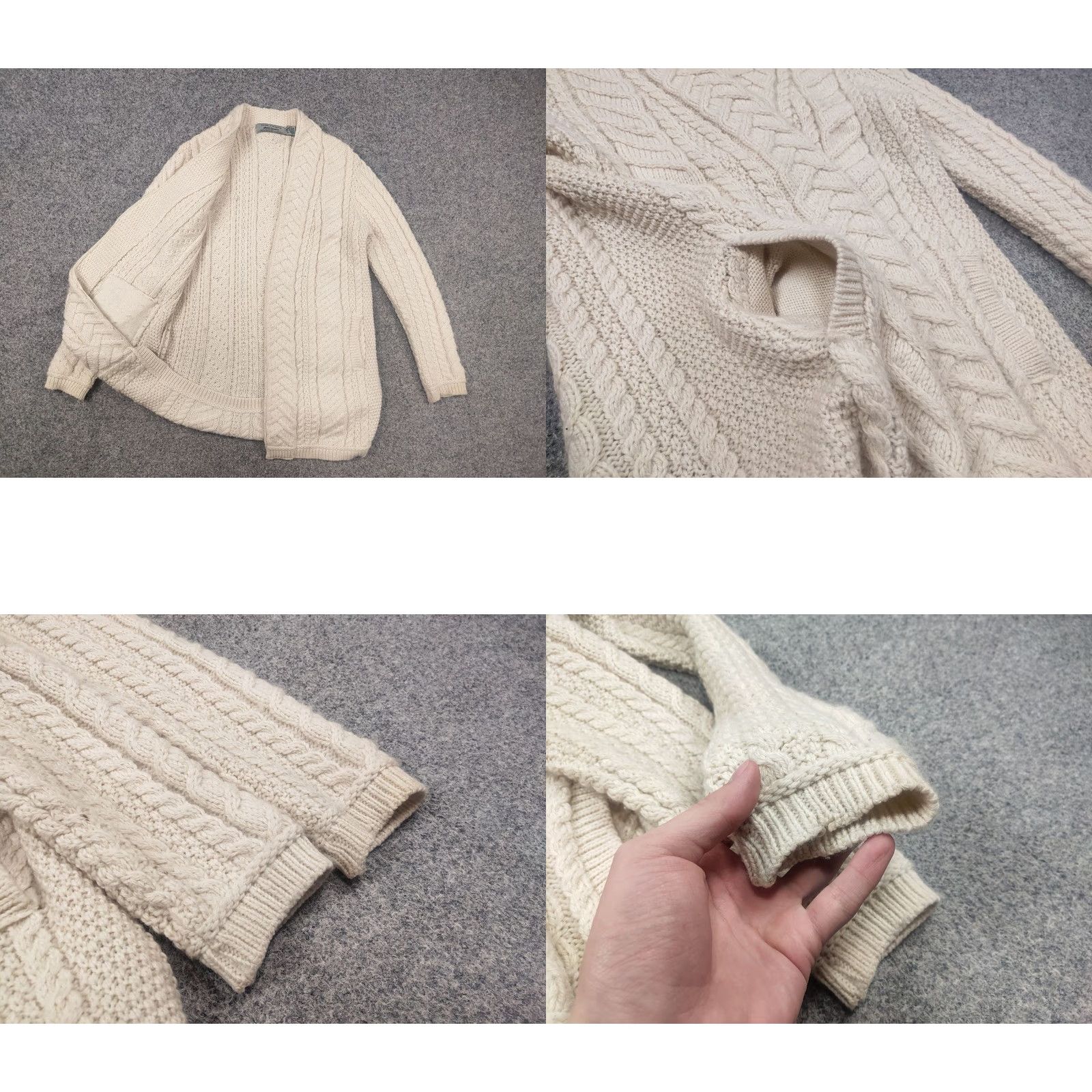Vintage VINTAGE Aran Crafts Cardigan Ireland Merino Wool Cable Knit Beige Women L Sweater KnIt 90s Casual Knitwear Regular Size L / US 10 / IT 46 - 8 Thumbnail