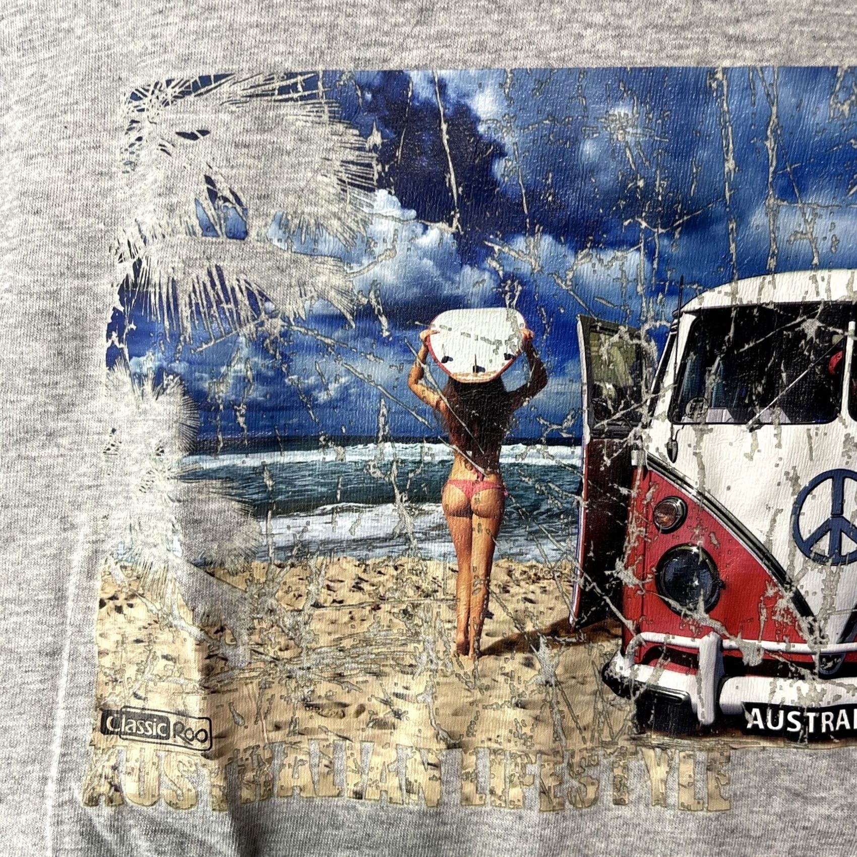 Vintage HOXLEY AUSTRALIA Shirt Mens Large Gray Cotton Knit Crew Neck Graphic Print Beach Outdoor Countries Theme Adult Size US L / EU 52-54 / 3 - 6 Thumbnail