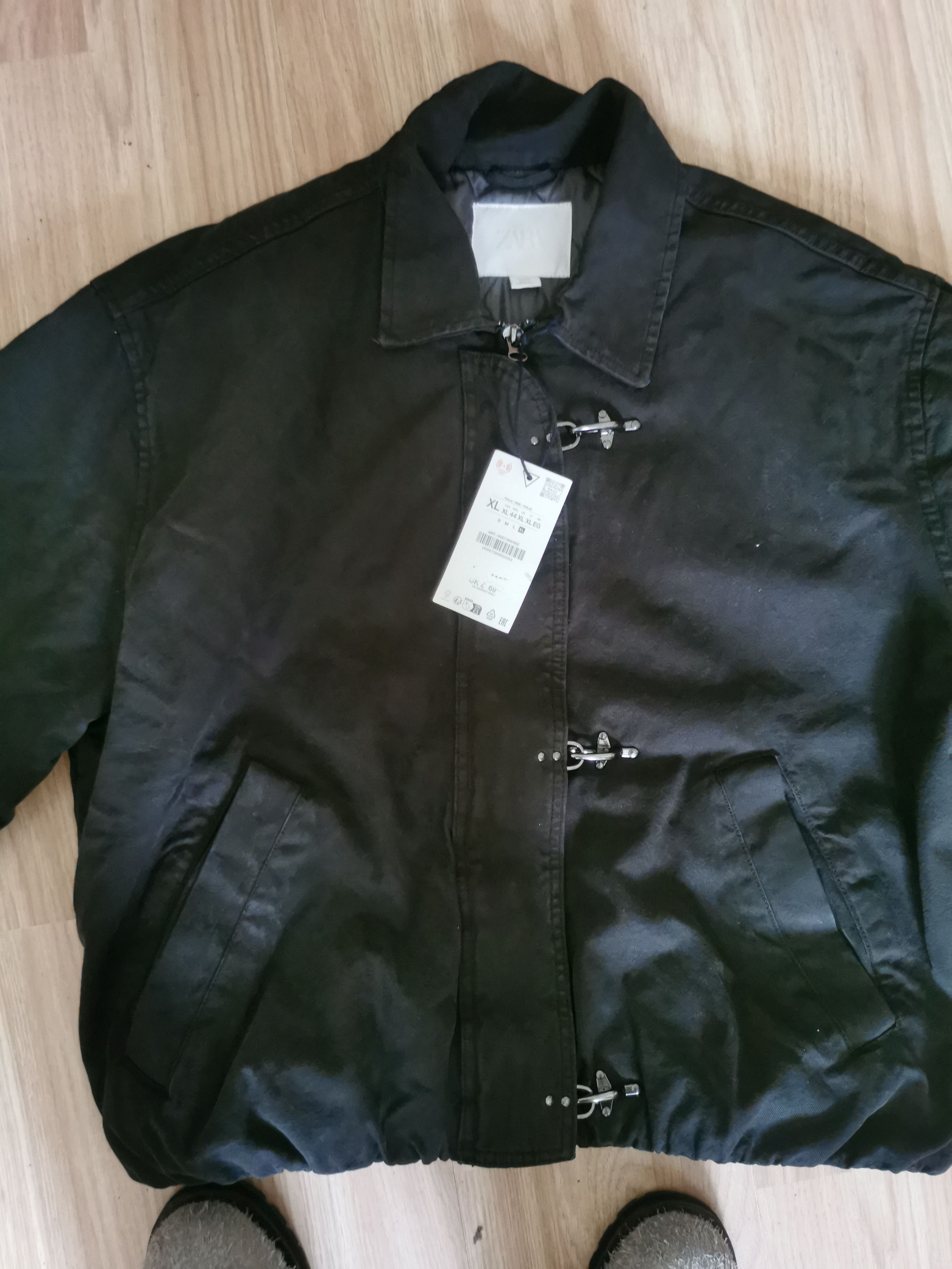 Zara Zara black clasp cropped fireman jacket Size US XL / EU 56 / 4 - 12 Thumbnail