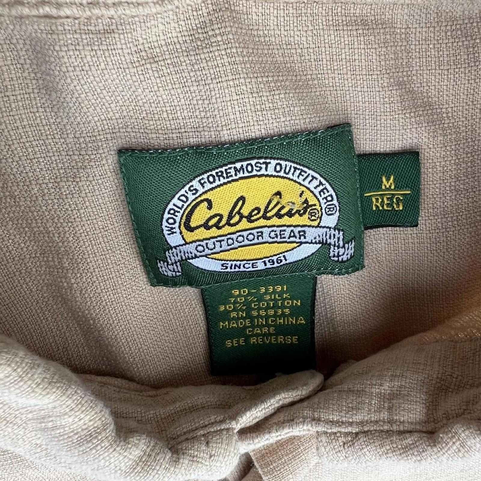 Cabelas Y2K Silk Tan Beige Earth Tone Utility Shirt Size US M / EU 48-50 / 2 - 3 Thumbnail