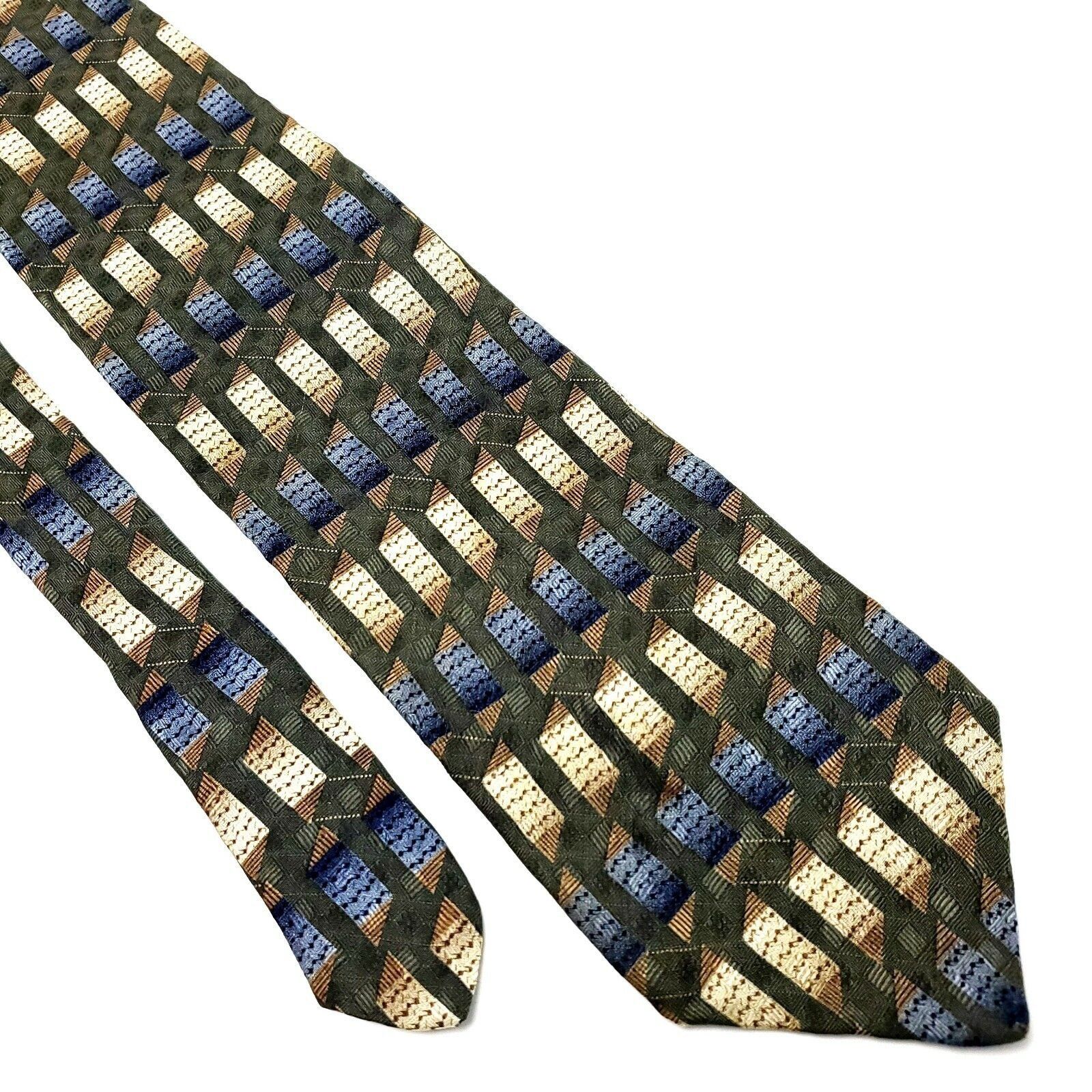 Haggar Haggar Silk Tie Green Geometric Short Print Size ONE SIZE - 1 Thumbnail