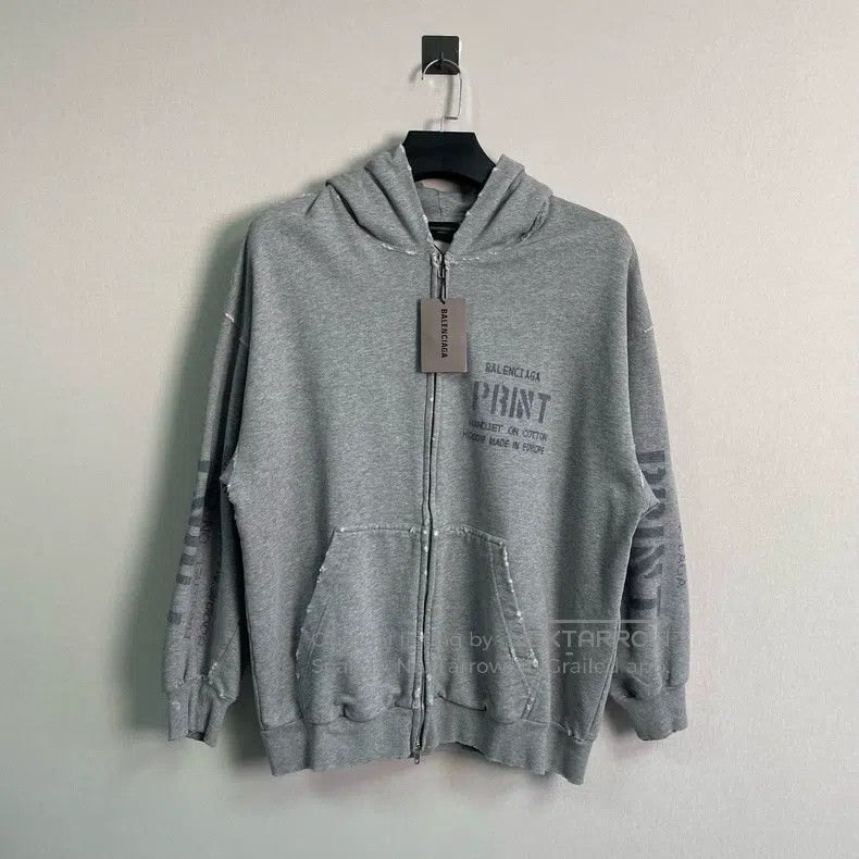 Balenciaga Balenciaga Print destruction zipper hoodie/M Size US M / EU 48-50 / 2 - 1 Thumbnail