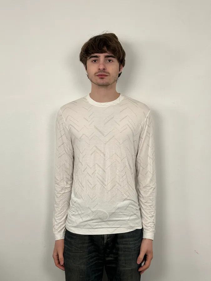Giorgio Armani AW2019 Giorgio Armani Lines White Longsleeves Size US S / EU 44-46 / 1 - 2 Thumbnail