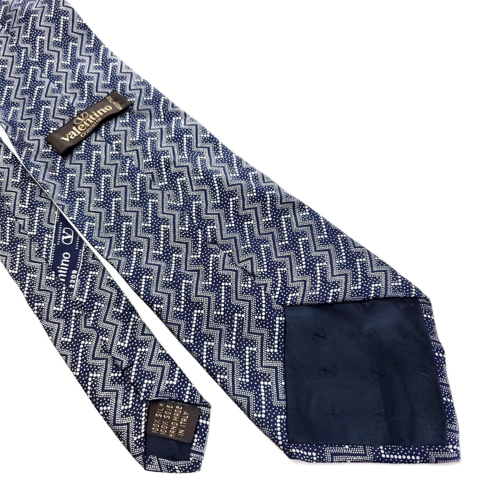 Valentino Valentino Cravatte Blue Abstract Woven Short Silk Tie Size ONE SIZE - 5 Thumbnail