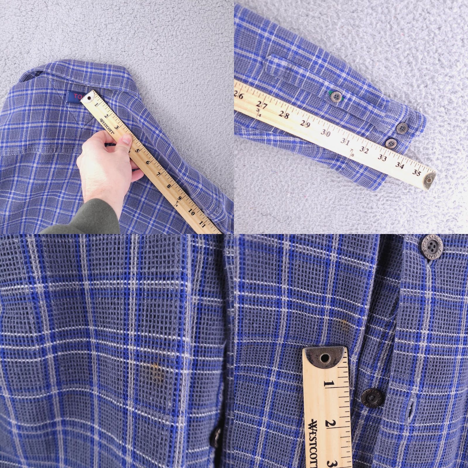Tommy Hilfiger VINTAGE Tommy Jeans Flannel Shirt Mens L Blue 90s Thick Long Sleeve Button-Up Plaid Size US L / EU 52-54 / 3 - 8 Thumbnail
