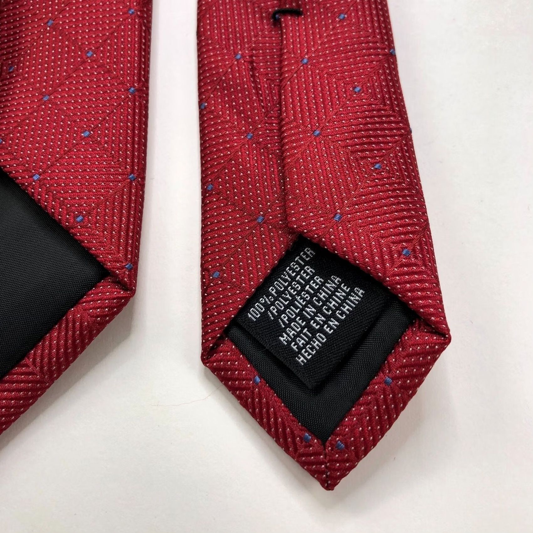 Perry Ellis VINTAGE Perry Ellis Portfolio NEW Red 100% Polyester Neck Tie Geometric 2.75 In /58-in Tie Men Vintage Mens Size ONE SIZE - 7 Thumbnail