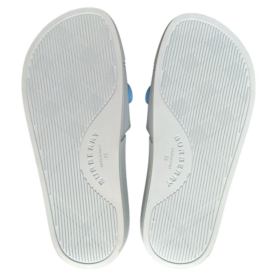 BURBERRY Pale Blue Furley Logo-Embellished Sandals, IT35/US5