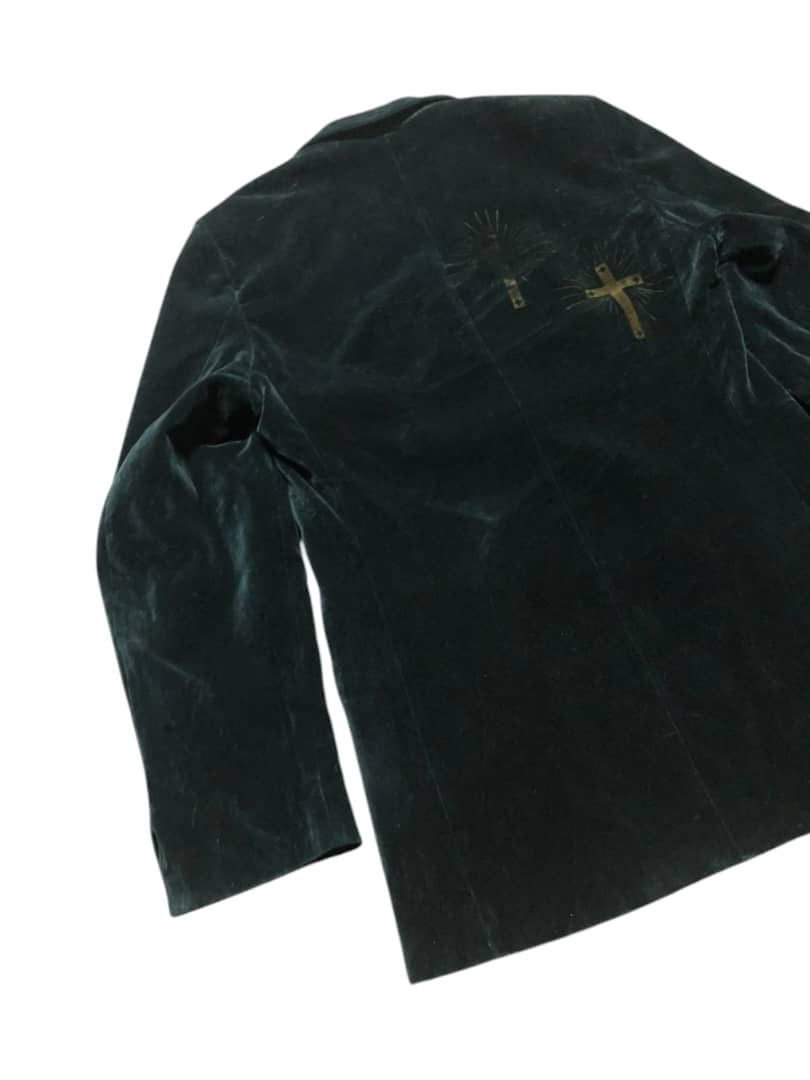 N.Hoolywood N.Hoolywood Green Velvet Blazer Cross Printed Deaign Size US S / EU 44-46 / 1 - 9 Thumbnail