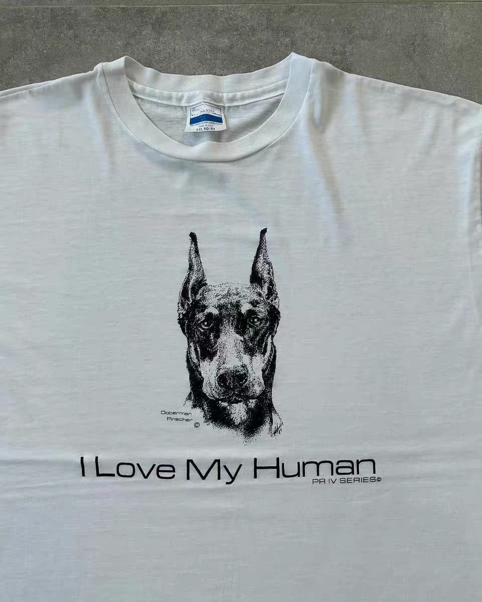 Vintage White Washed Vintage Puppy Print T-Shirt Size US M / EU 48-50 / 2 - 2 Thumbnail