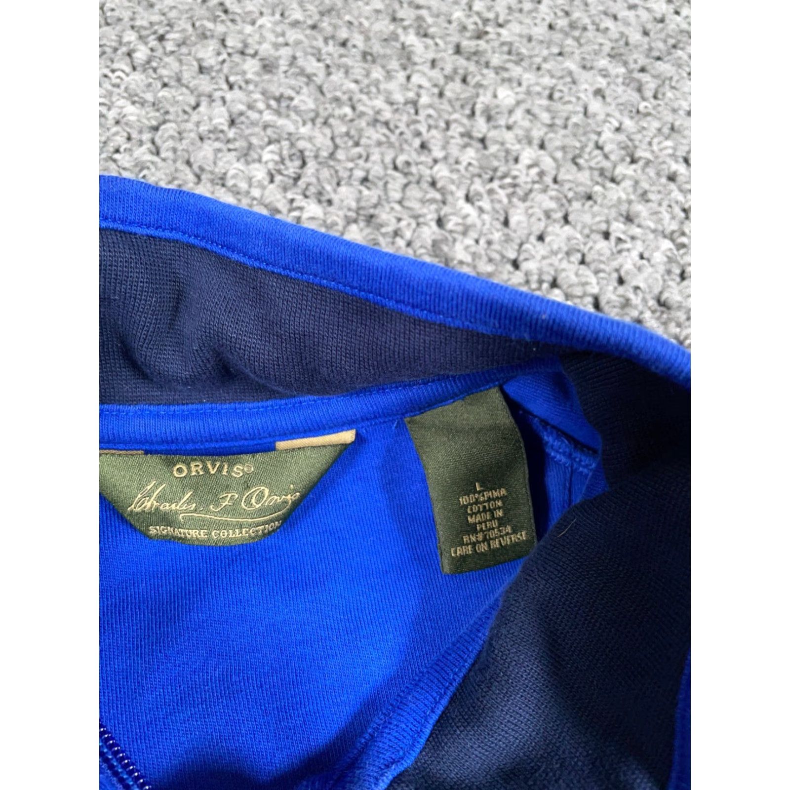 Orvis VINTAGE Orvis Signature Collection 1/4 Zip Sweater Men’s Large Blue Elbow Patches Pima Cotton Knit Pullover Size US L / EU 52-54 / 3 - 5 Thumbnail